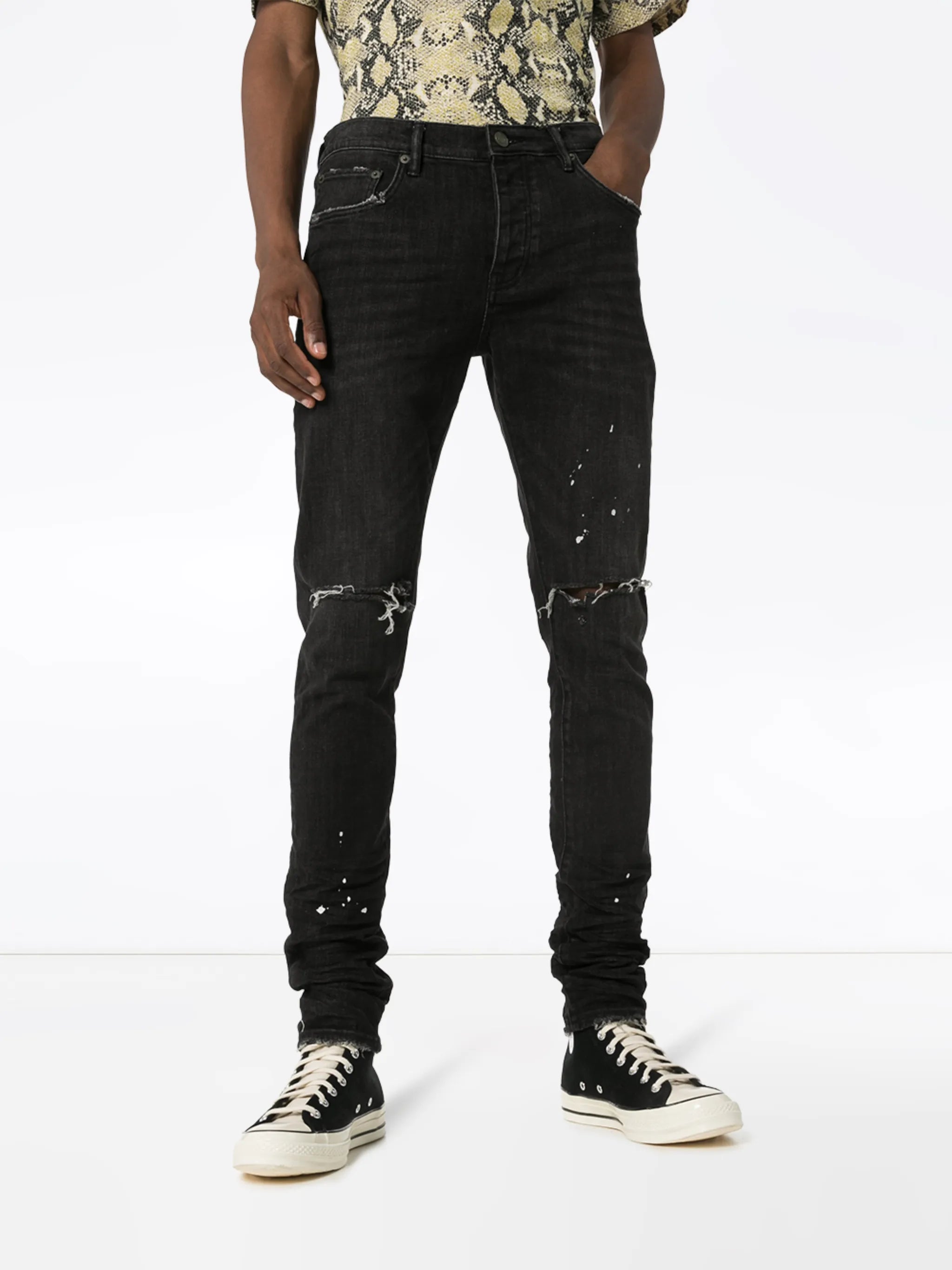 distressed ripped knee jeans