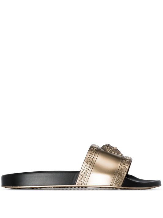 Medusa head-embossed slides