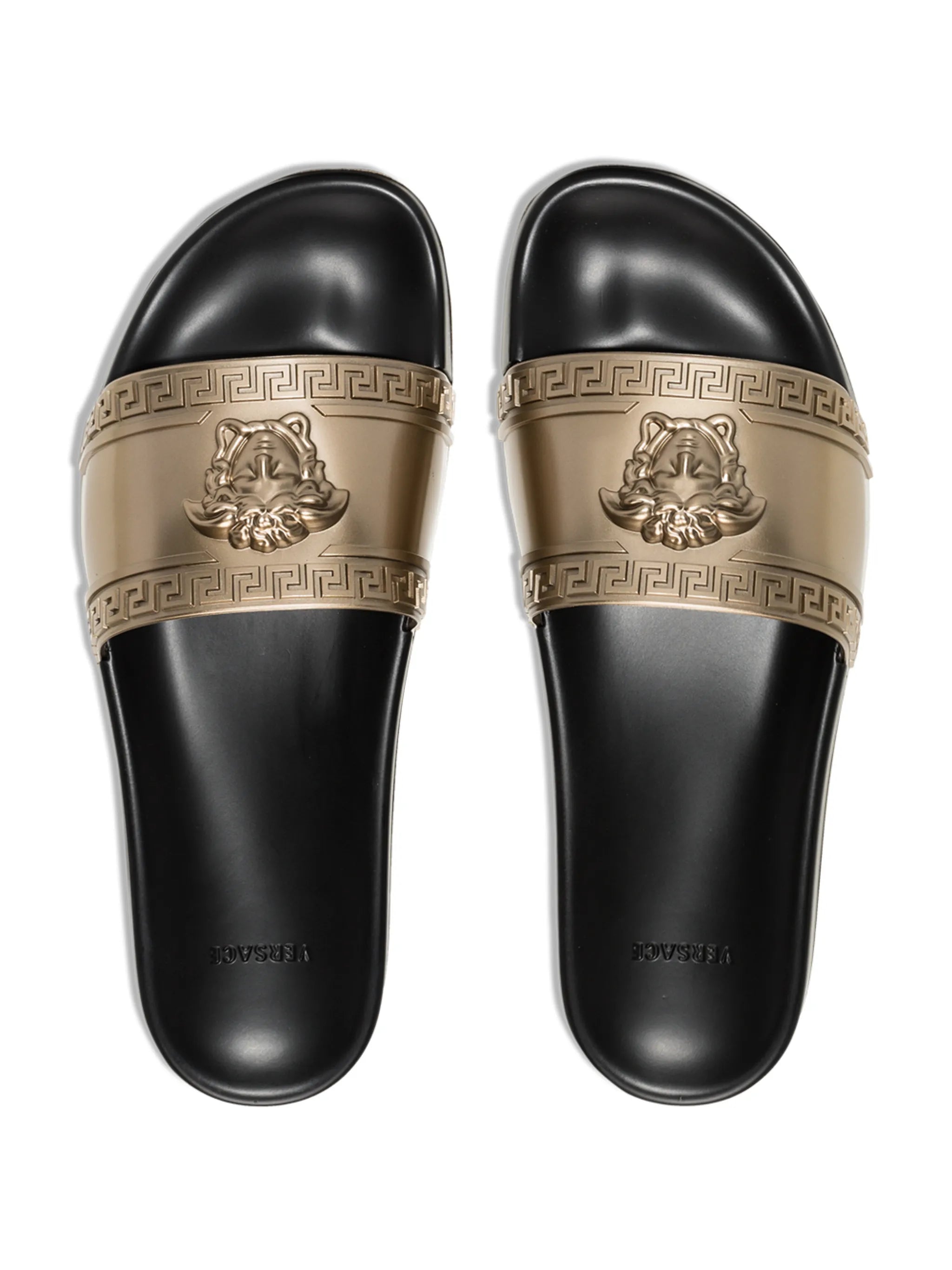 Medusa head-embossed slides