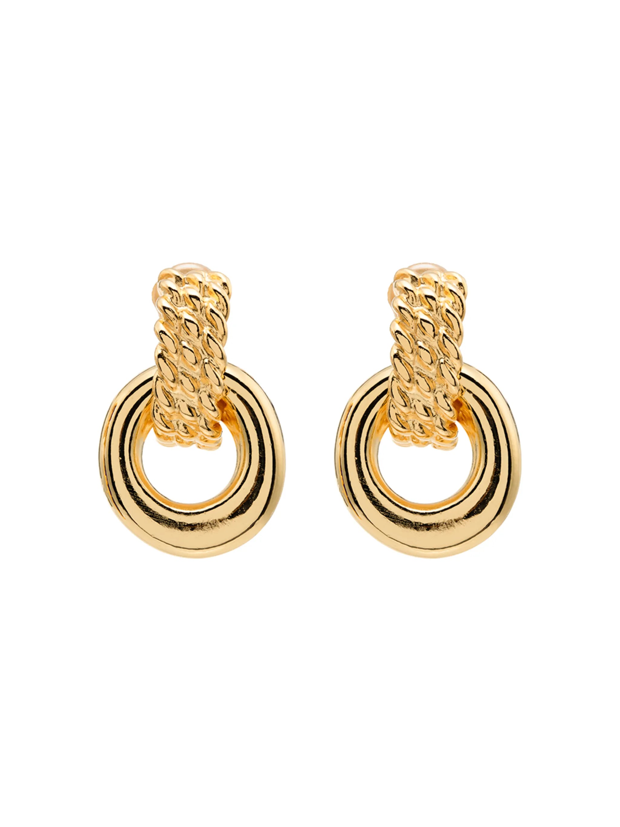 Doorknocker gold-tone clip earrings