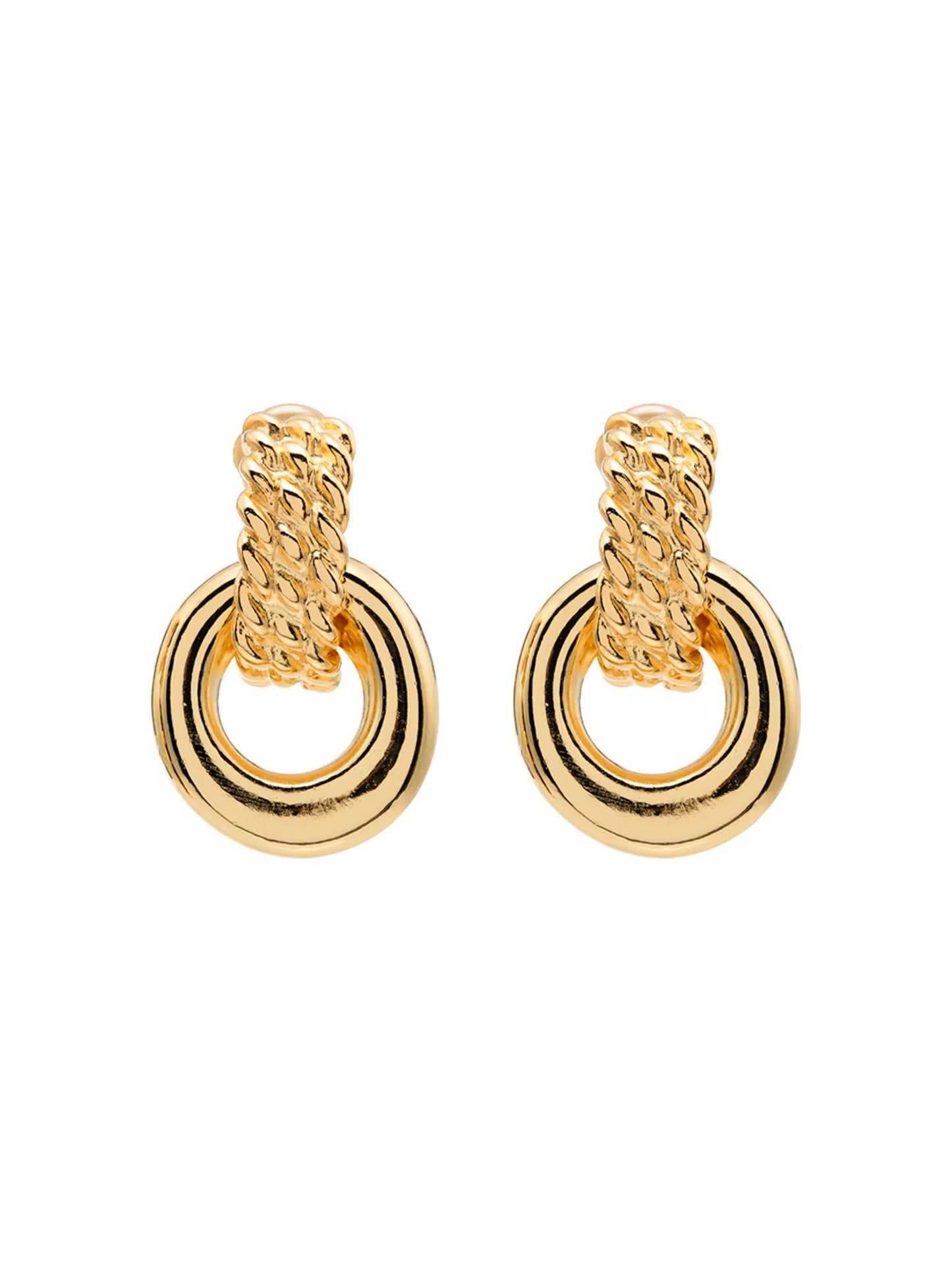Doorknocker gold-tone clip earrings