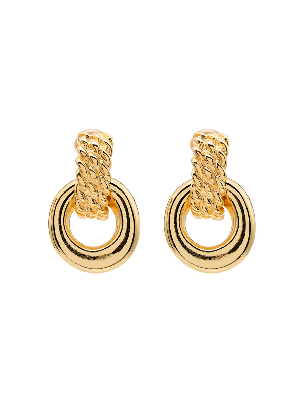 Doorknocker gold-tone clip earrings