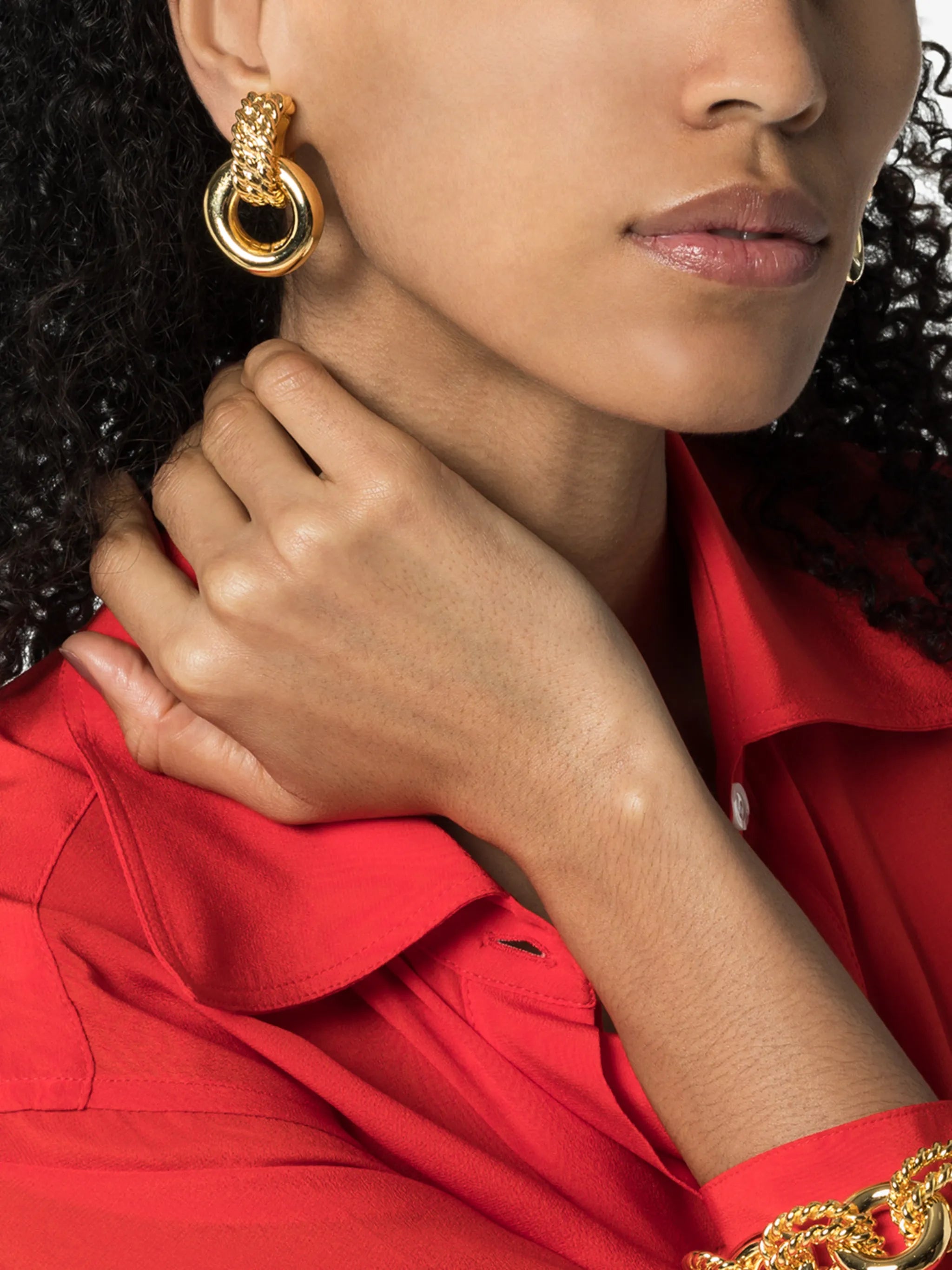 Doorknocker gold-tone clip earrings
