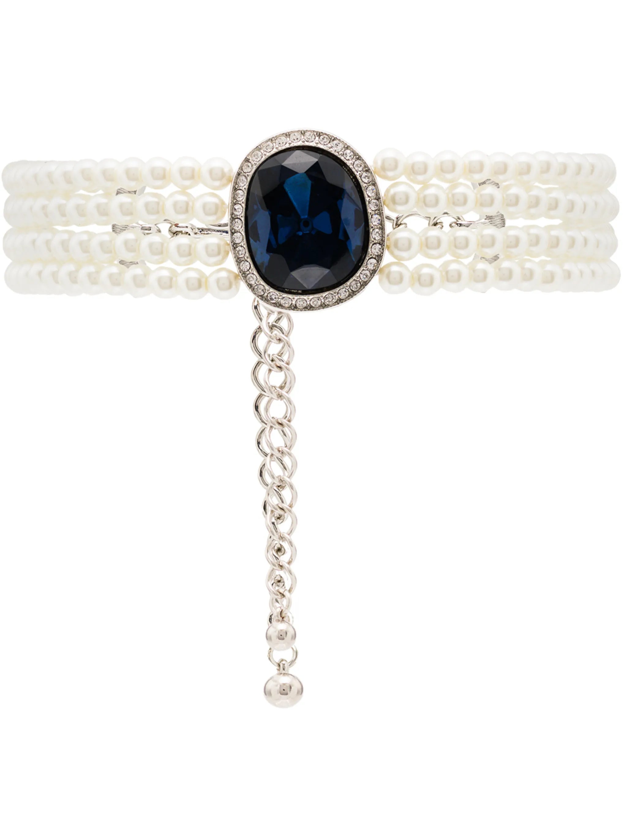 gold-tone crystal and pearl-embellished choker necklace