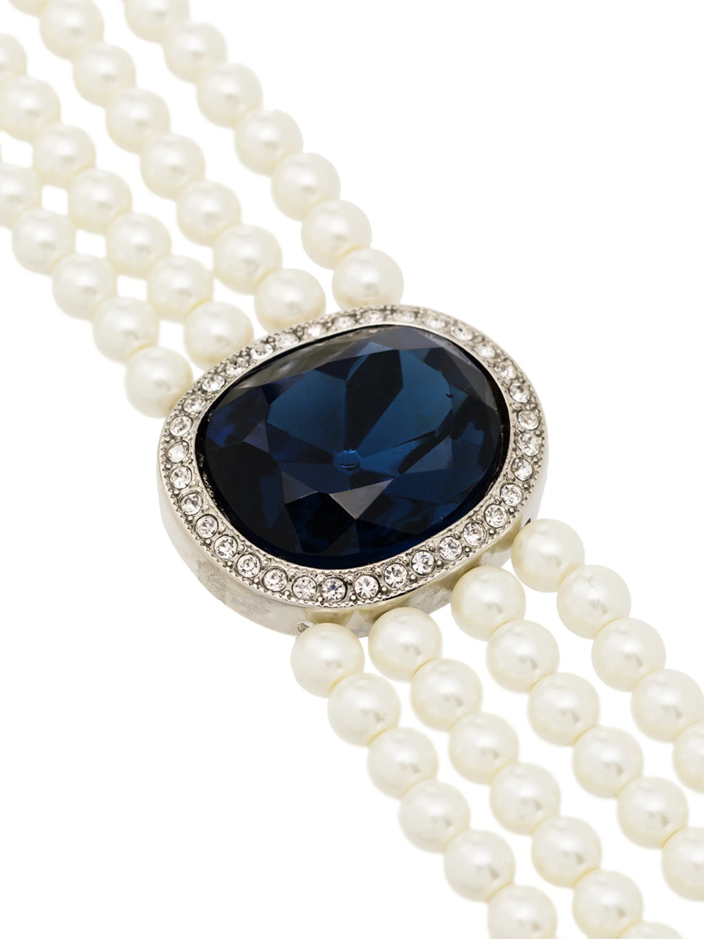 gold-tone crystal and pearl-embellished choker necklace