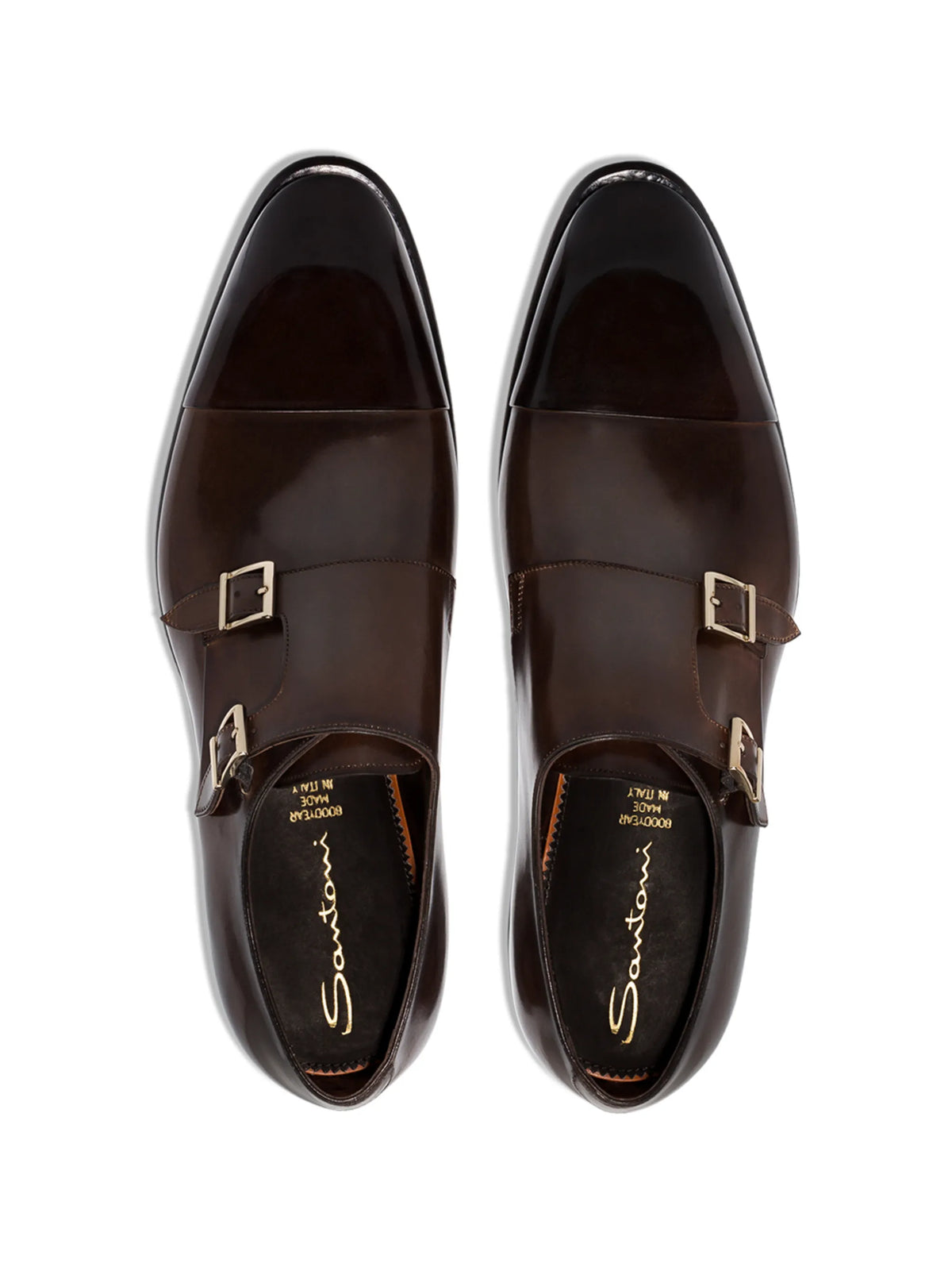 double strap leather monk shoes