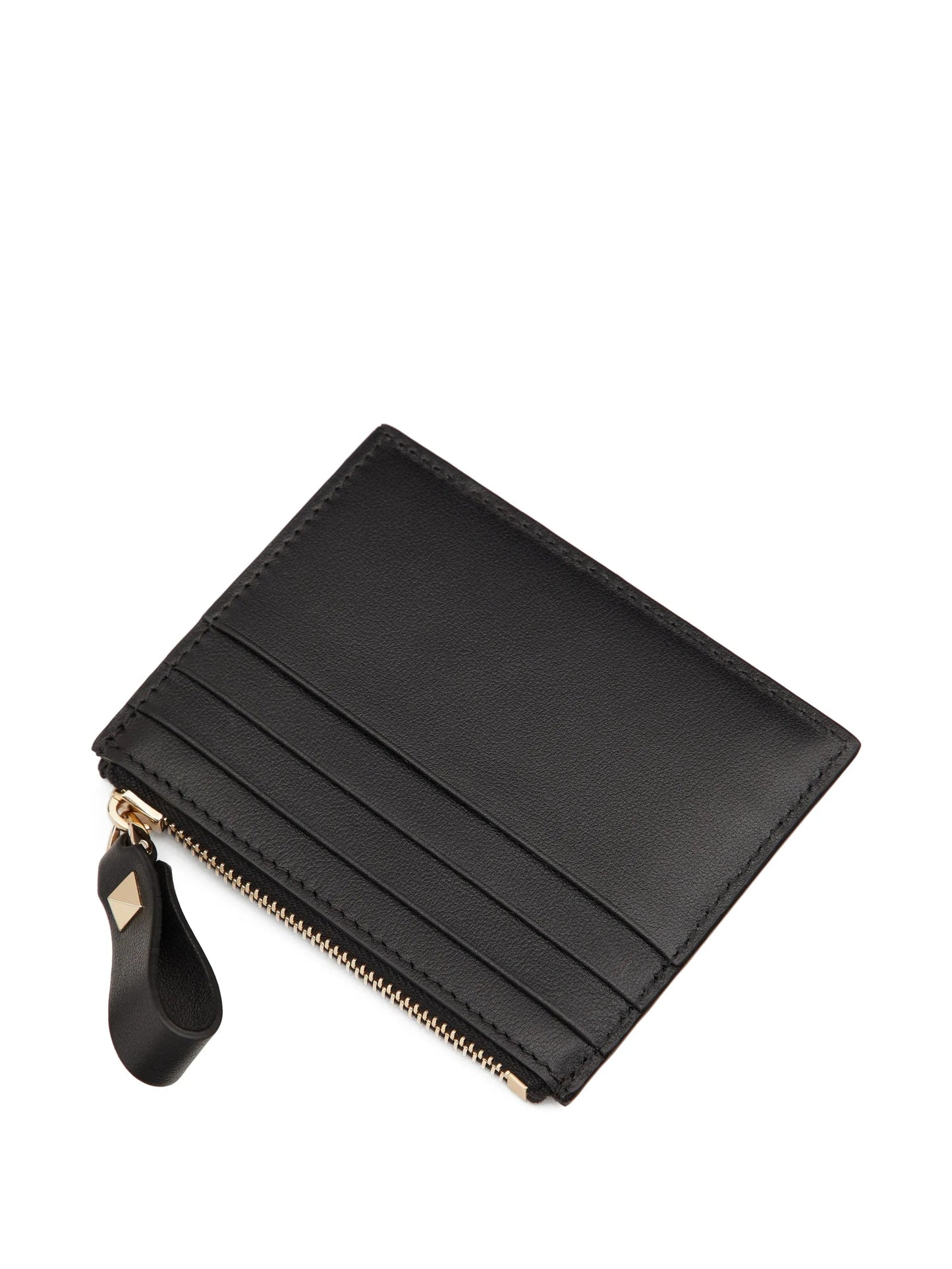 Rockstud zipped leather card holder