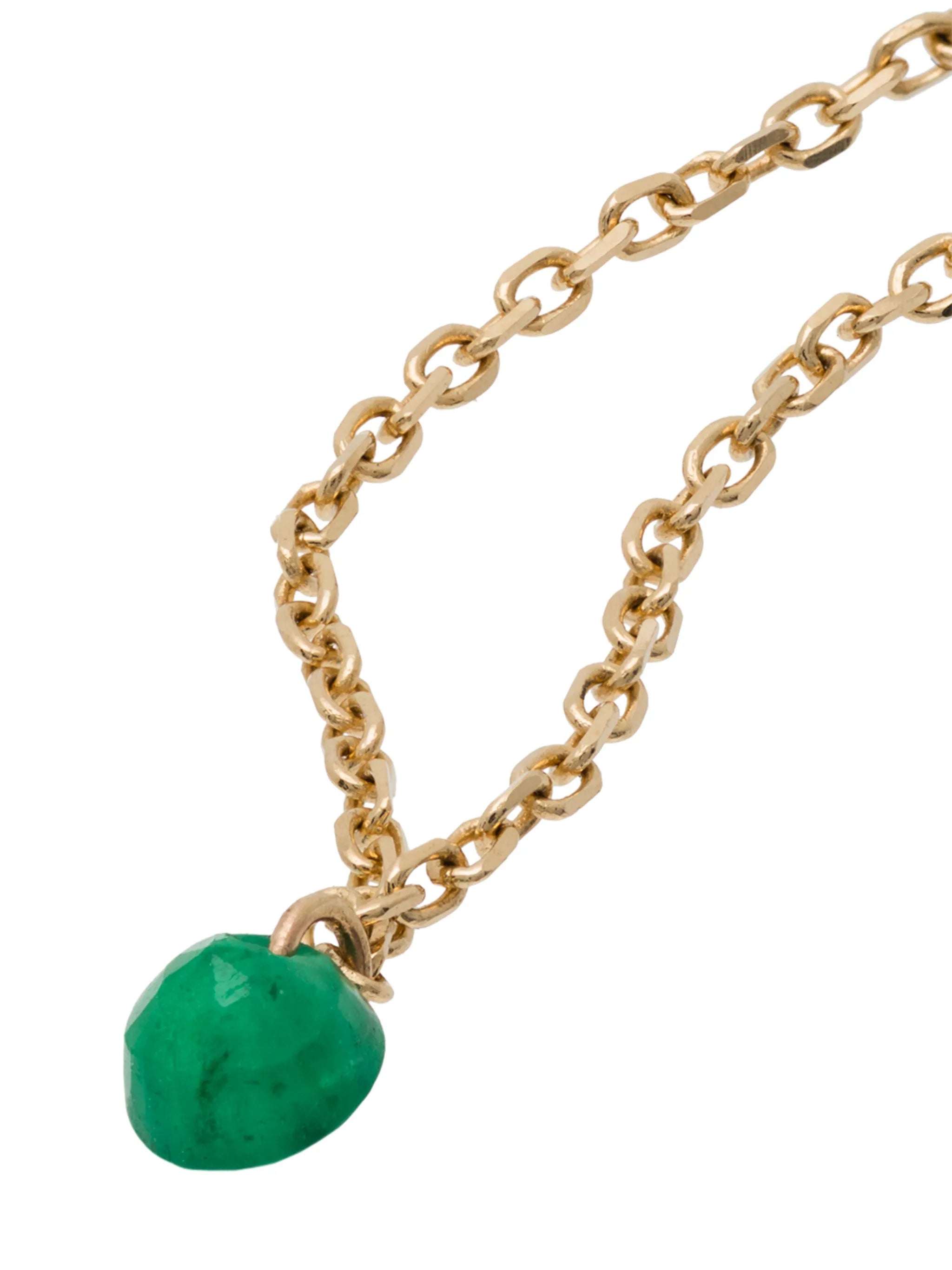 18kt gold emerald-pendant chain ring