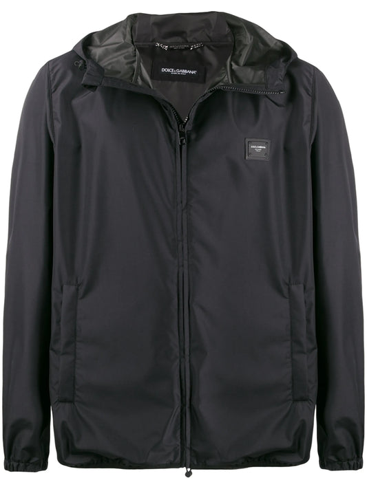 logo-appliqué hooded jacket