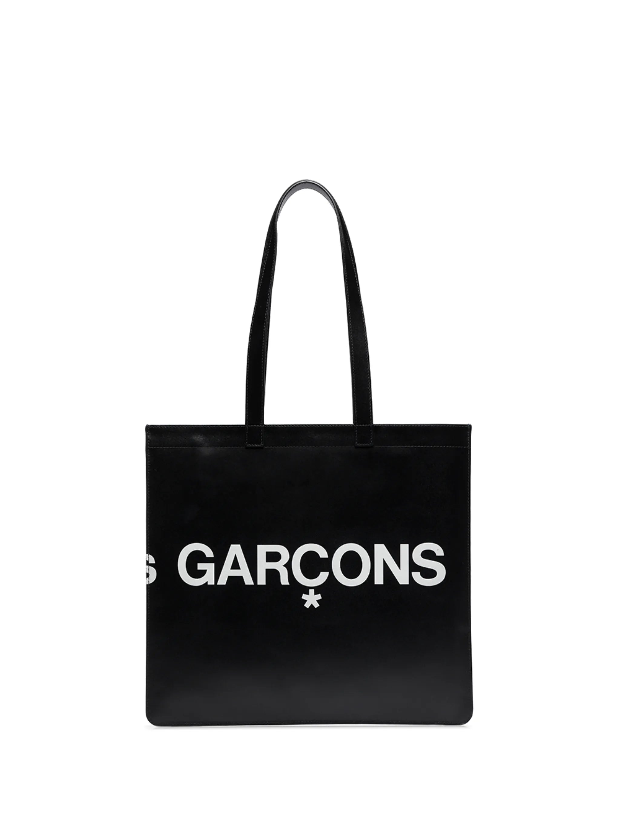 logo-print leather tote bag