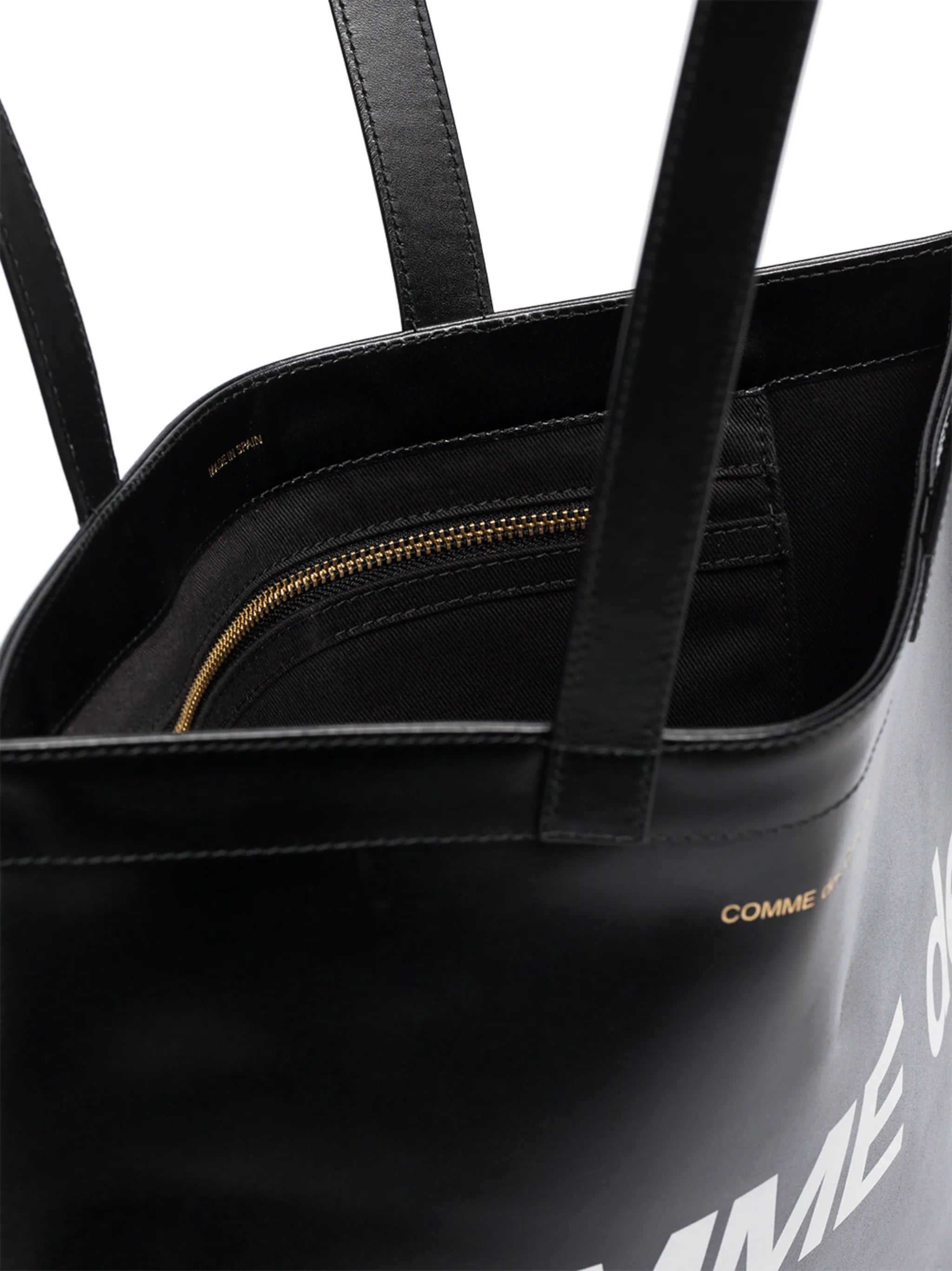 logo-print leather tote bag