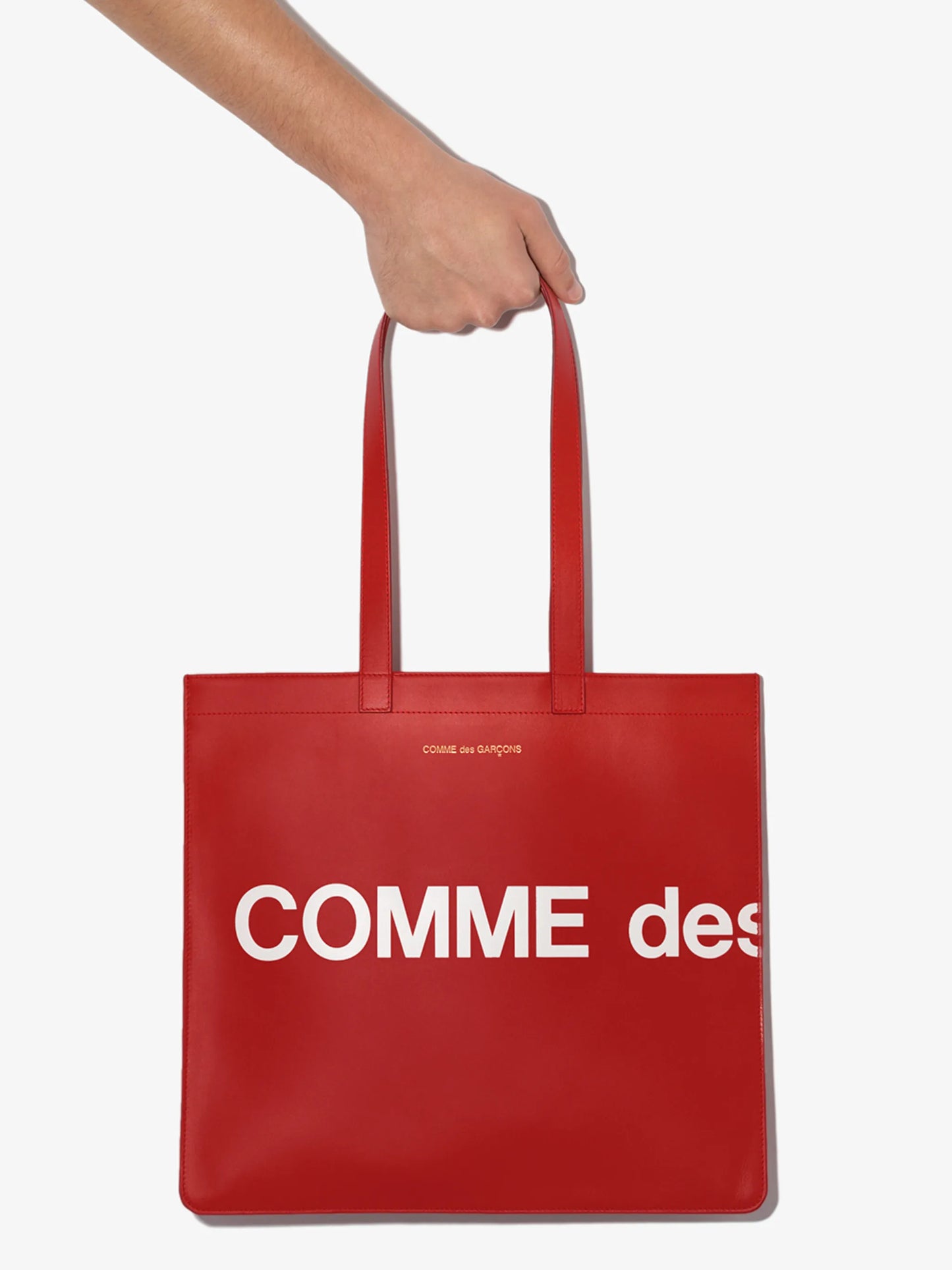 logo-print leather tote bag