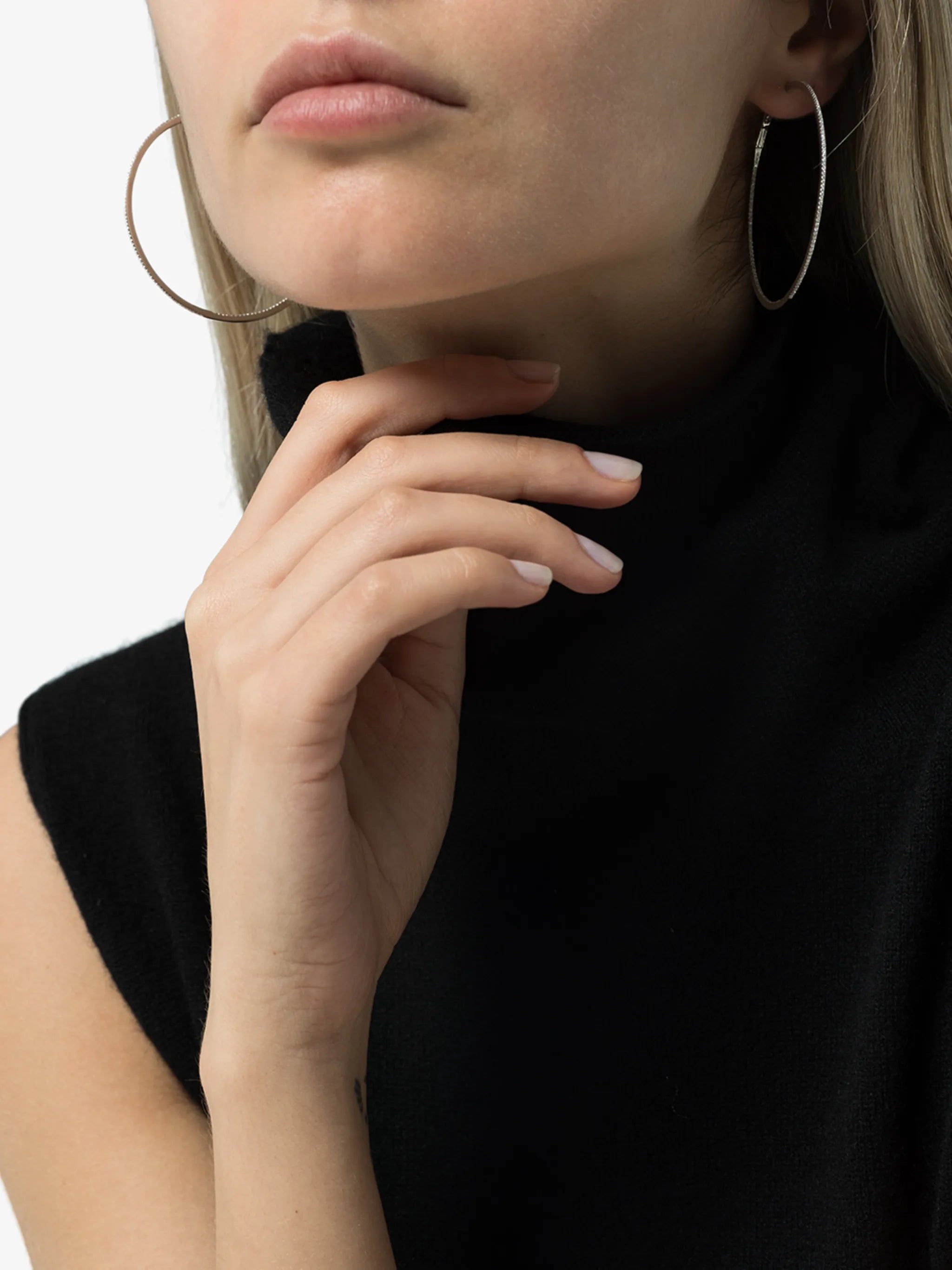 diamond-embellished hoop earrings