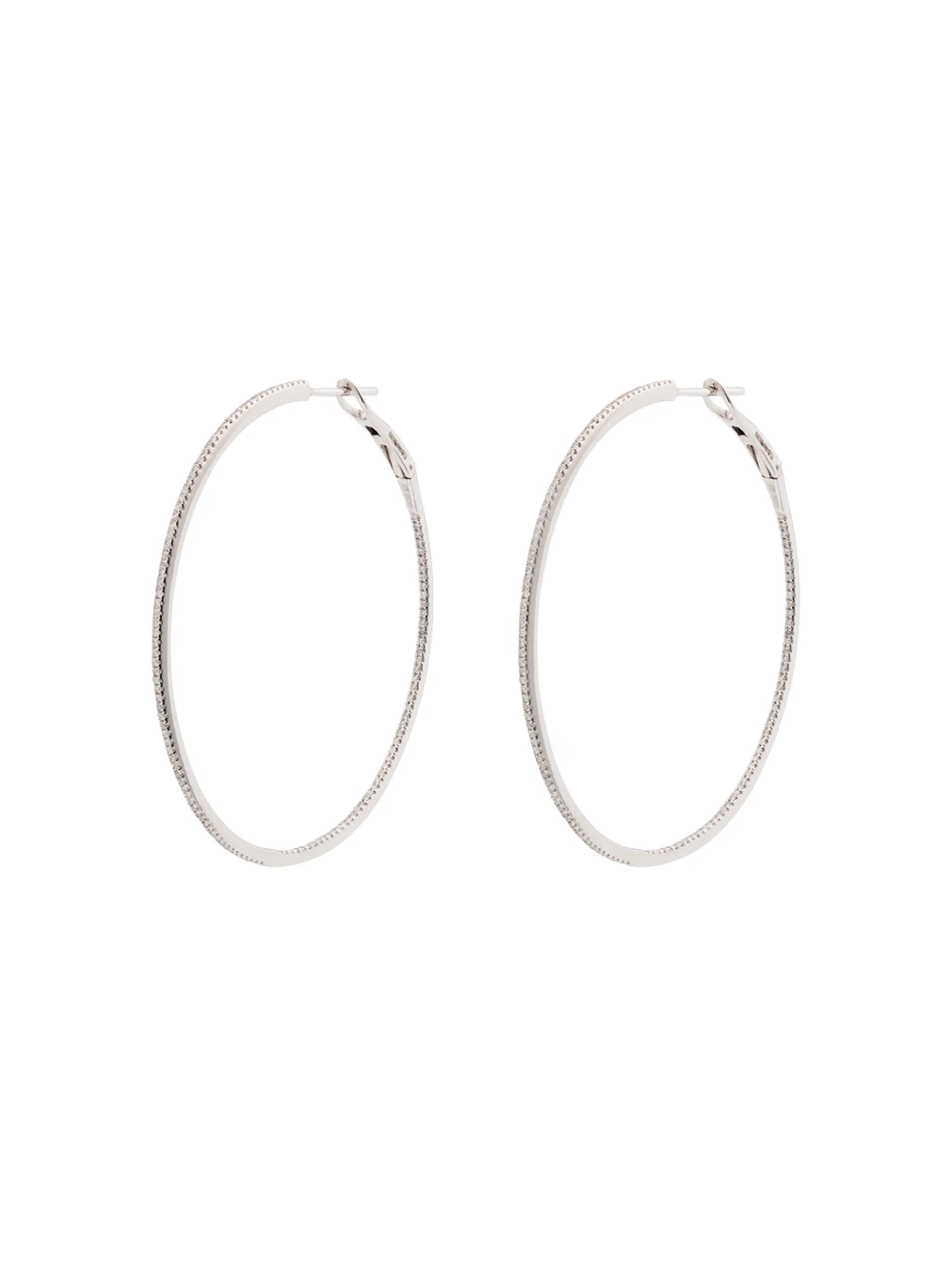 diamond-embellished hoop earrings
