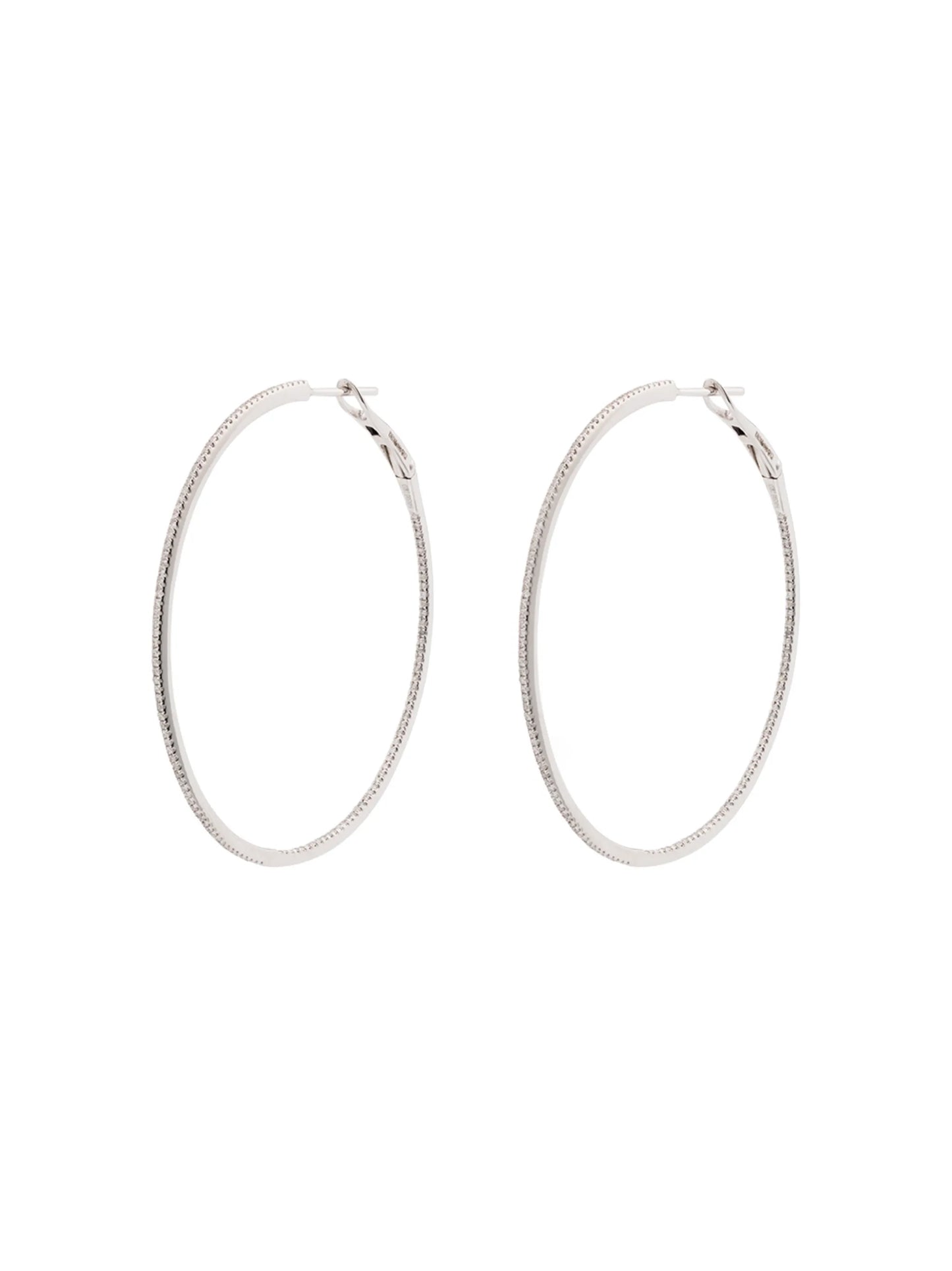 diamond-embellished hoop earrings