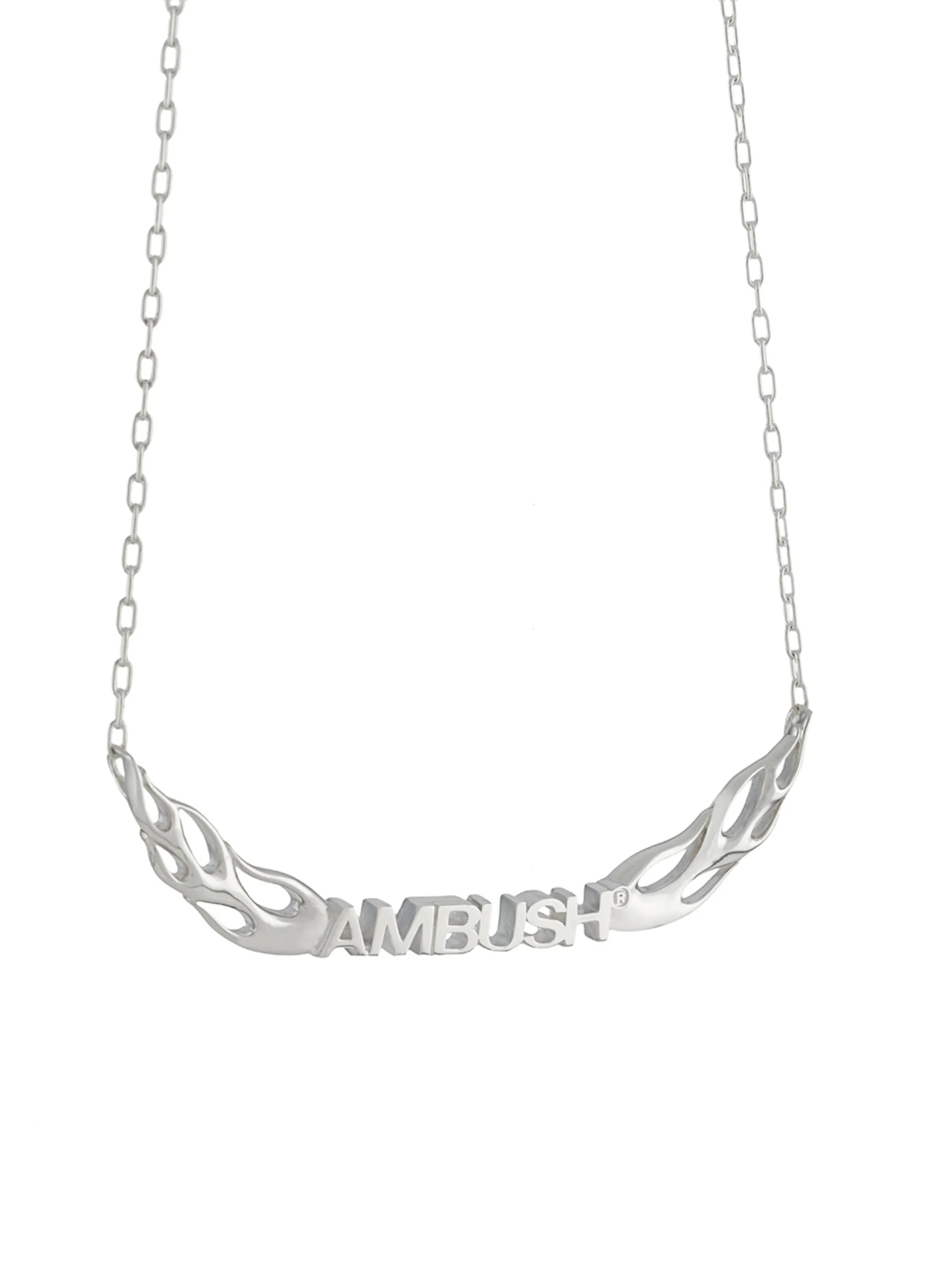 sterling silver flames logo necklace