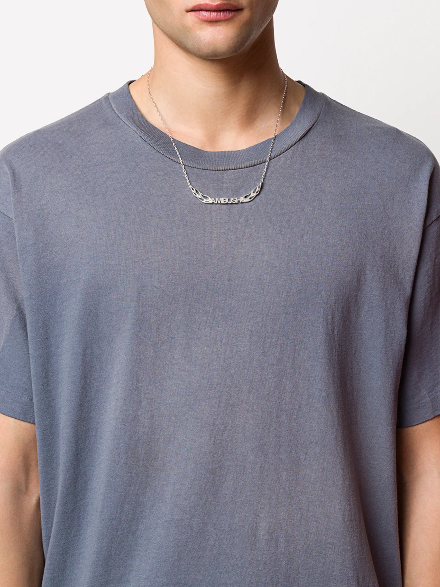 sterling silver flames logo necklace