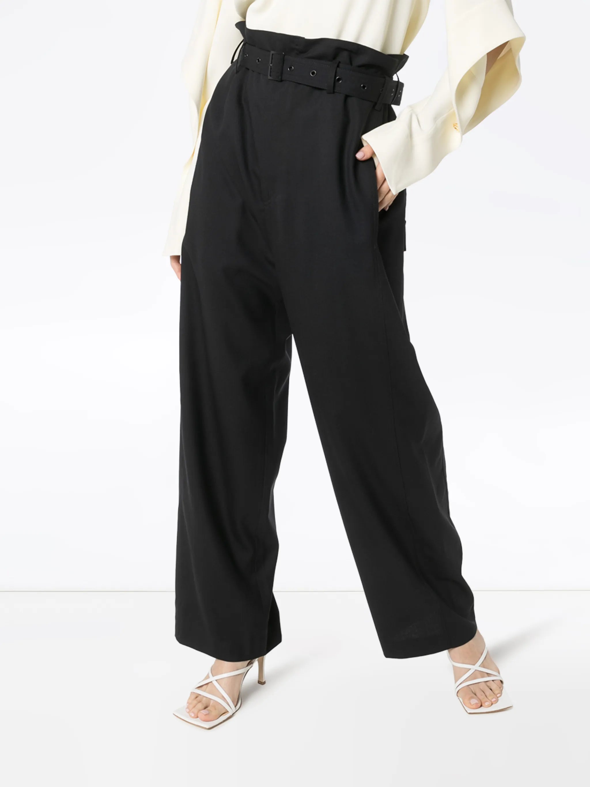 paper bag belted trousers