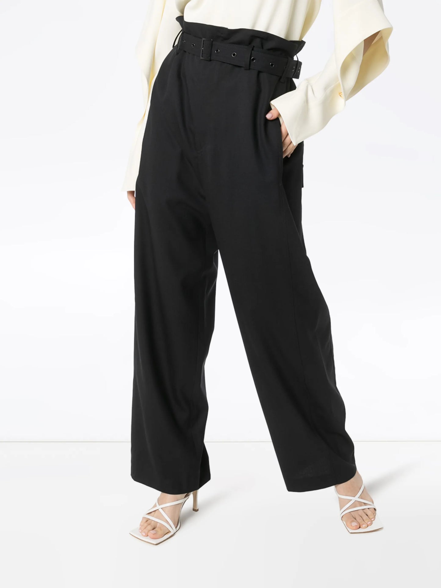 paper bag belted trousers