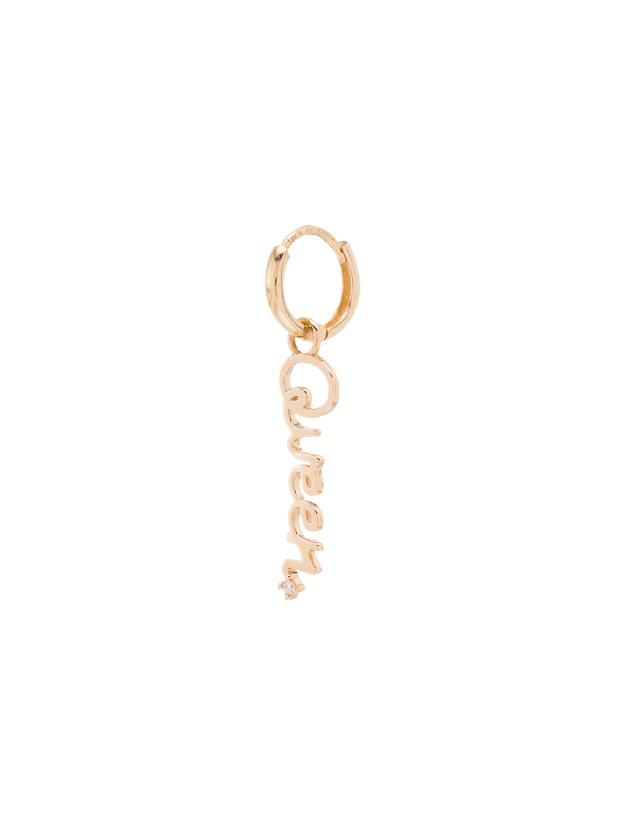 14kt yellow gold queen huggie earring