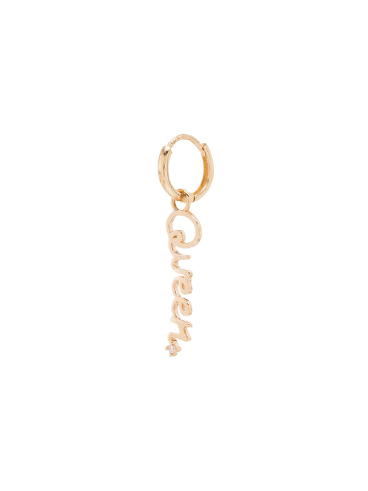 14kt yellow gold queen huggie earring