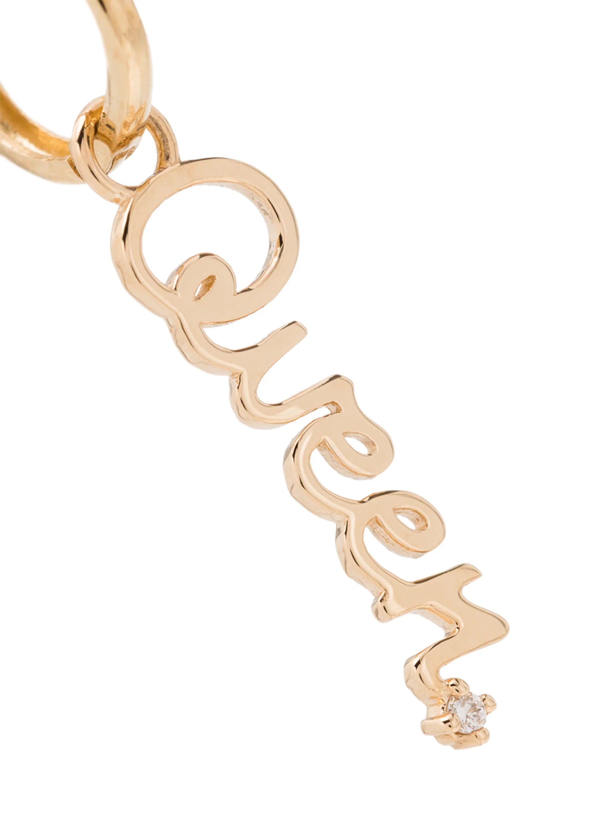 14kt yellow gold queen huggie earring