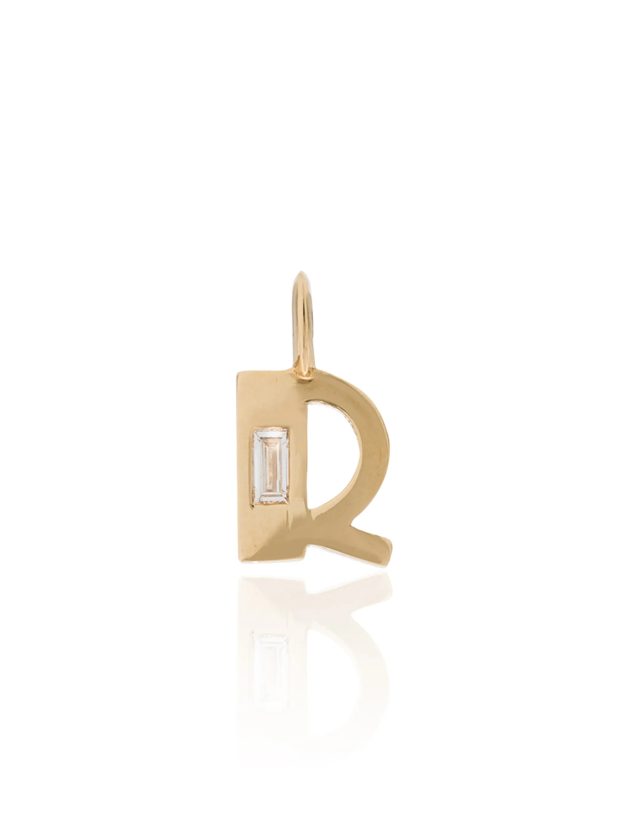 18kt yellow gold R initial diamond charm