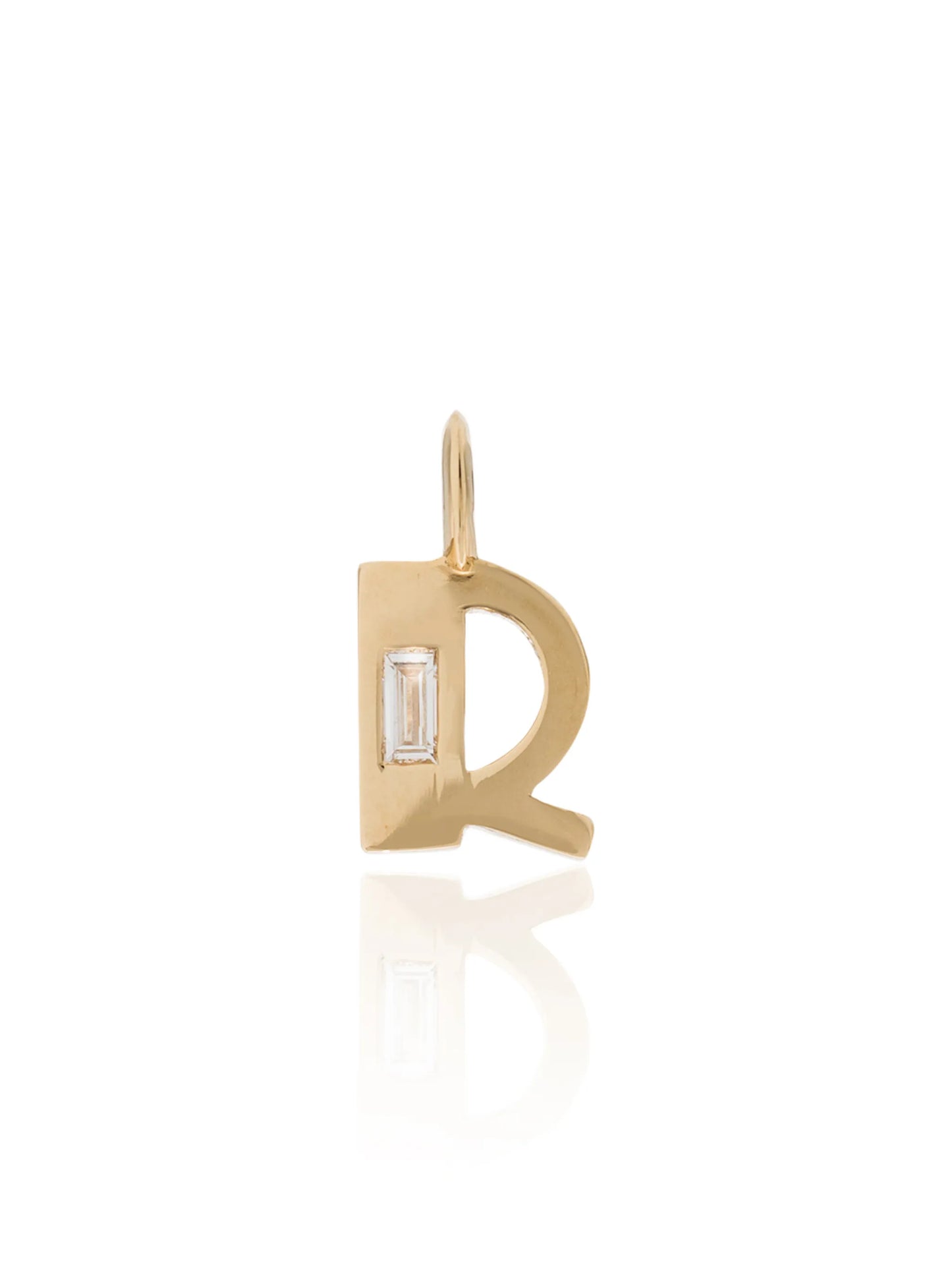 18kt yellow gold R initial diamond charm