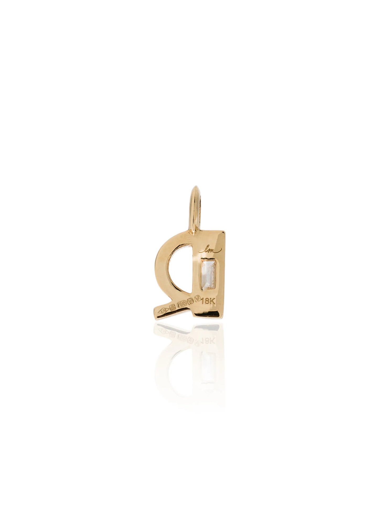 18kt yellow gold R initial diamond charm