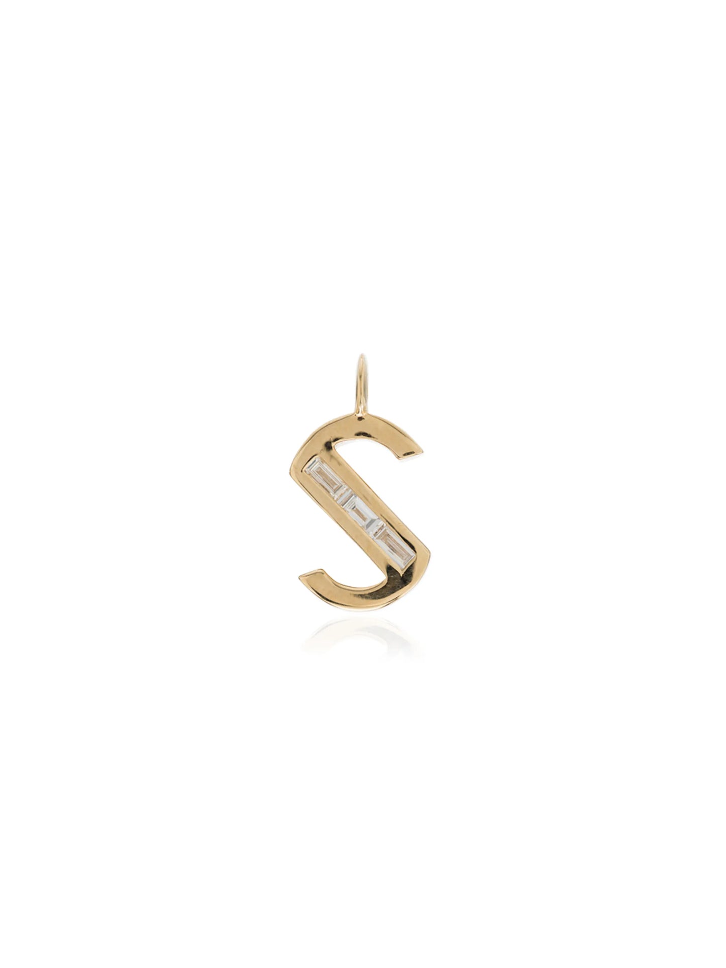 18kt yellow gold large S initial diamond charm