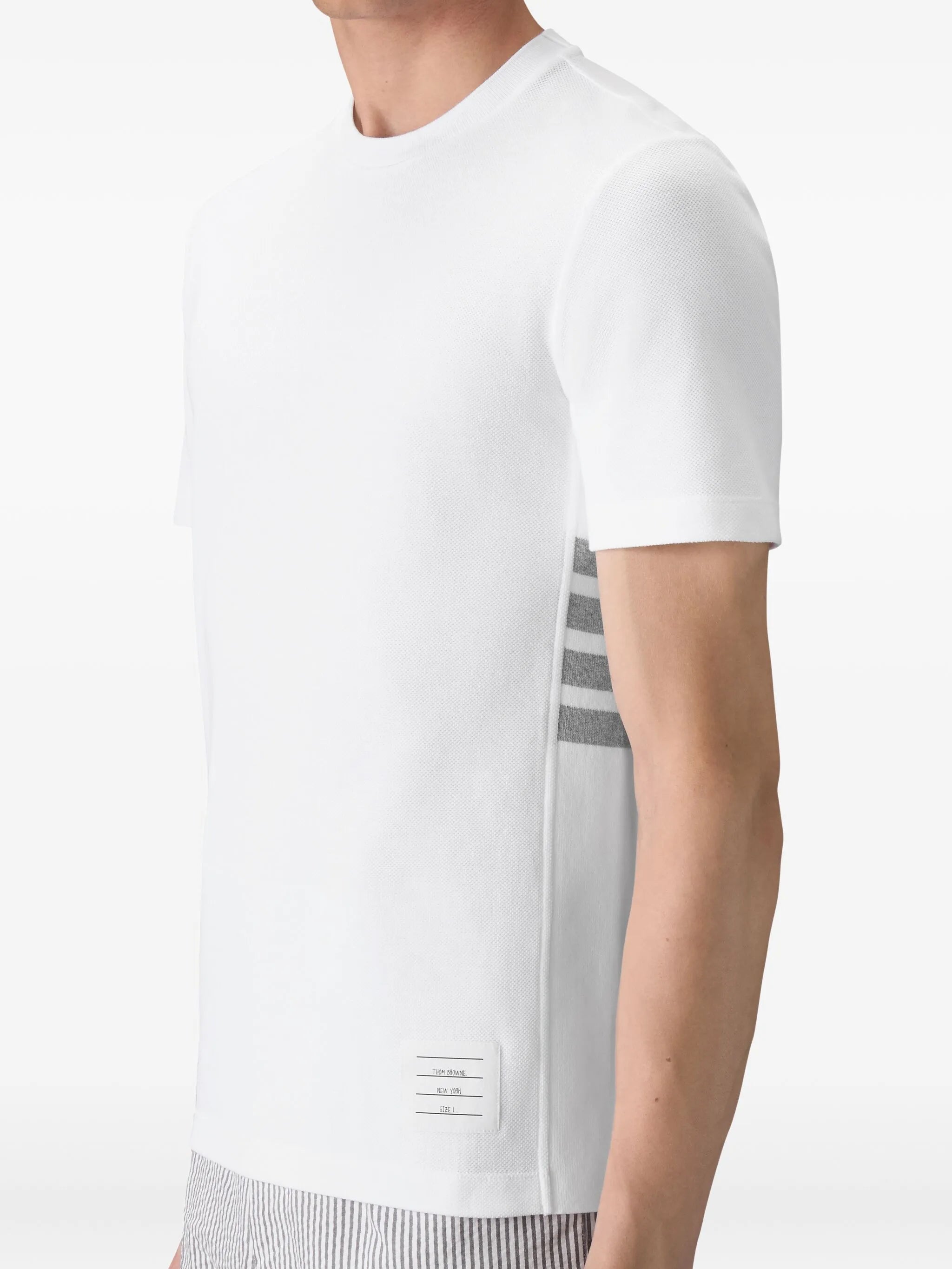 4-Bar stripe cotton T-shirt