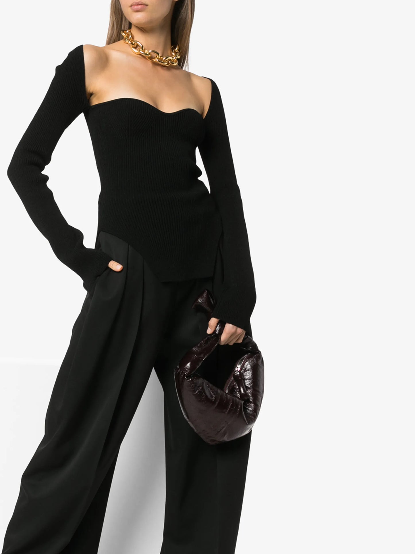 Maddy ribbed sweetheart neckline top
