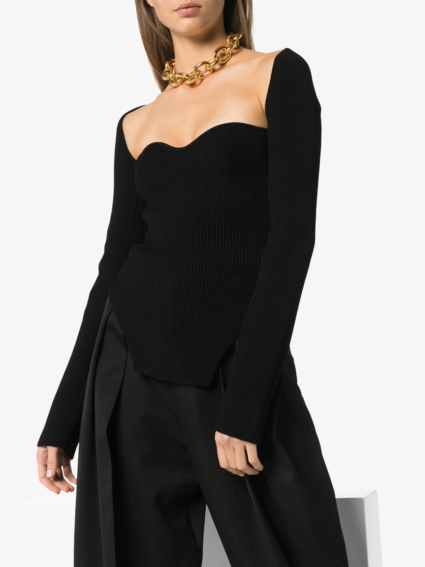 Maddy ribbed sweetheart neckline top