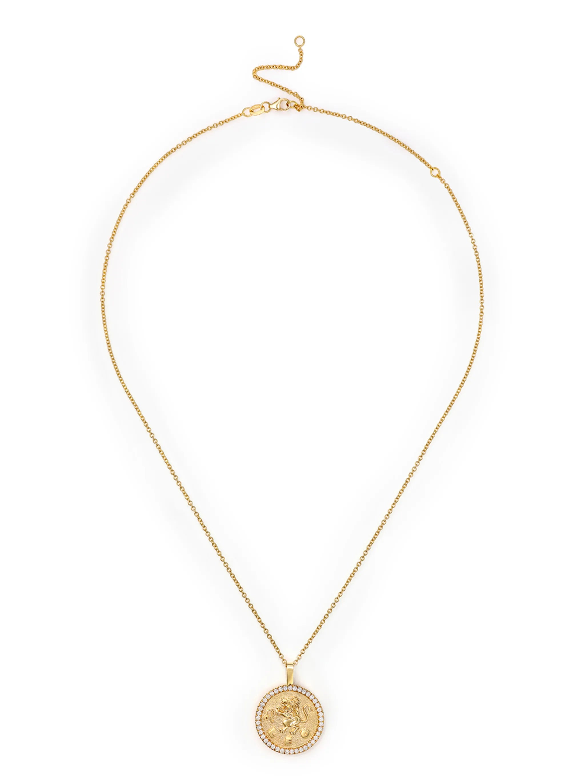 18kt yellow gold diamond LEO pendant necklace