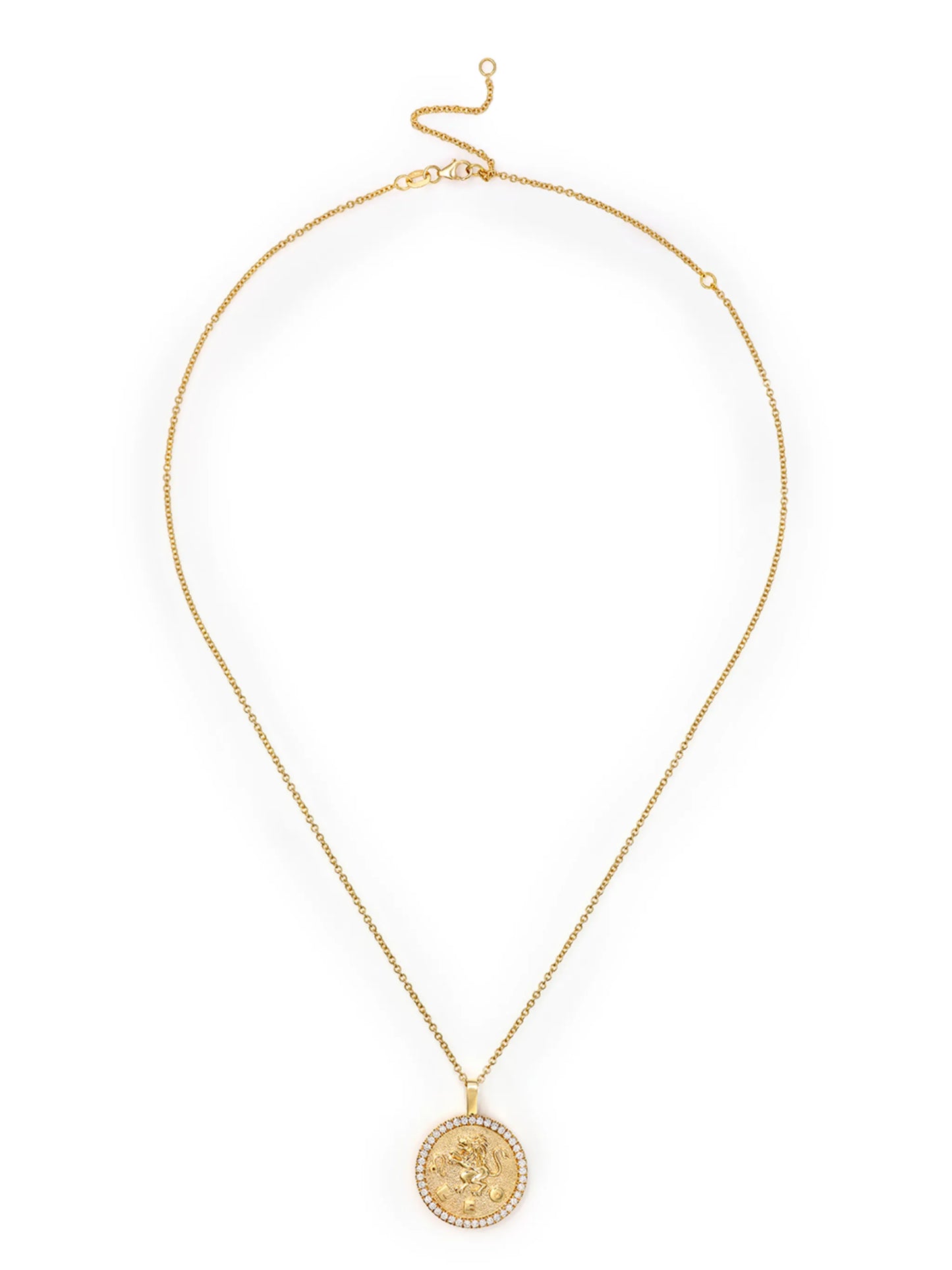 18kt yellow gold diamond LEO pendant necklace