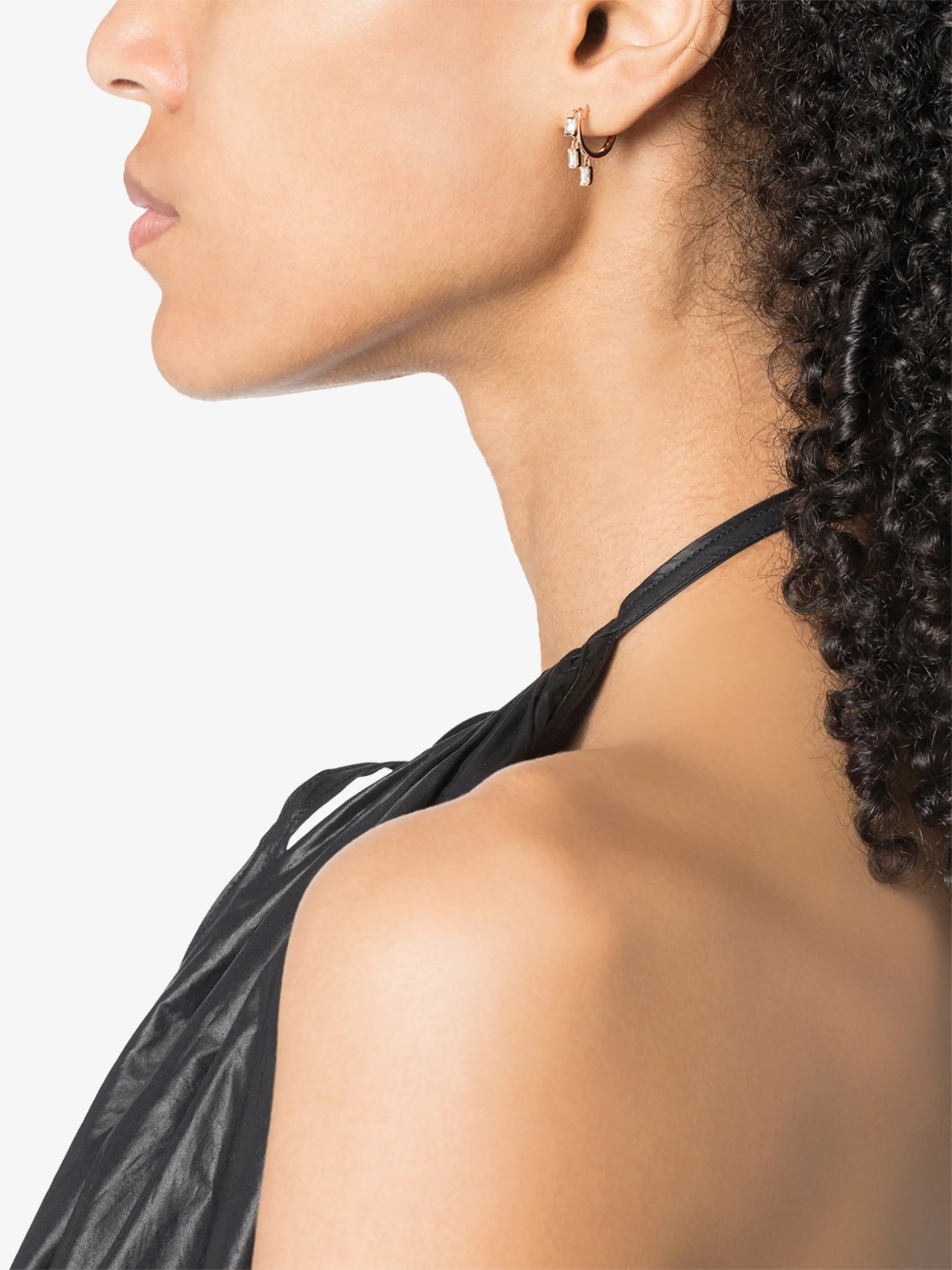 18kt rose gold baguette diamond hoop earrings