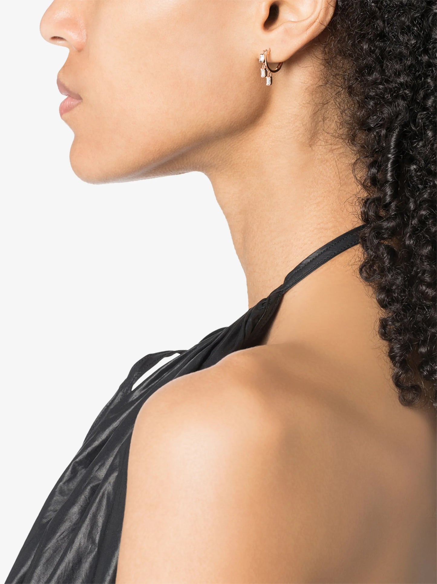 18kt rose gold baguette diamond hoop earrings