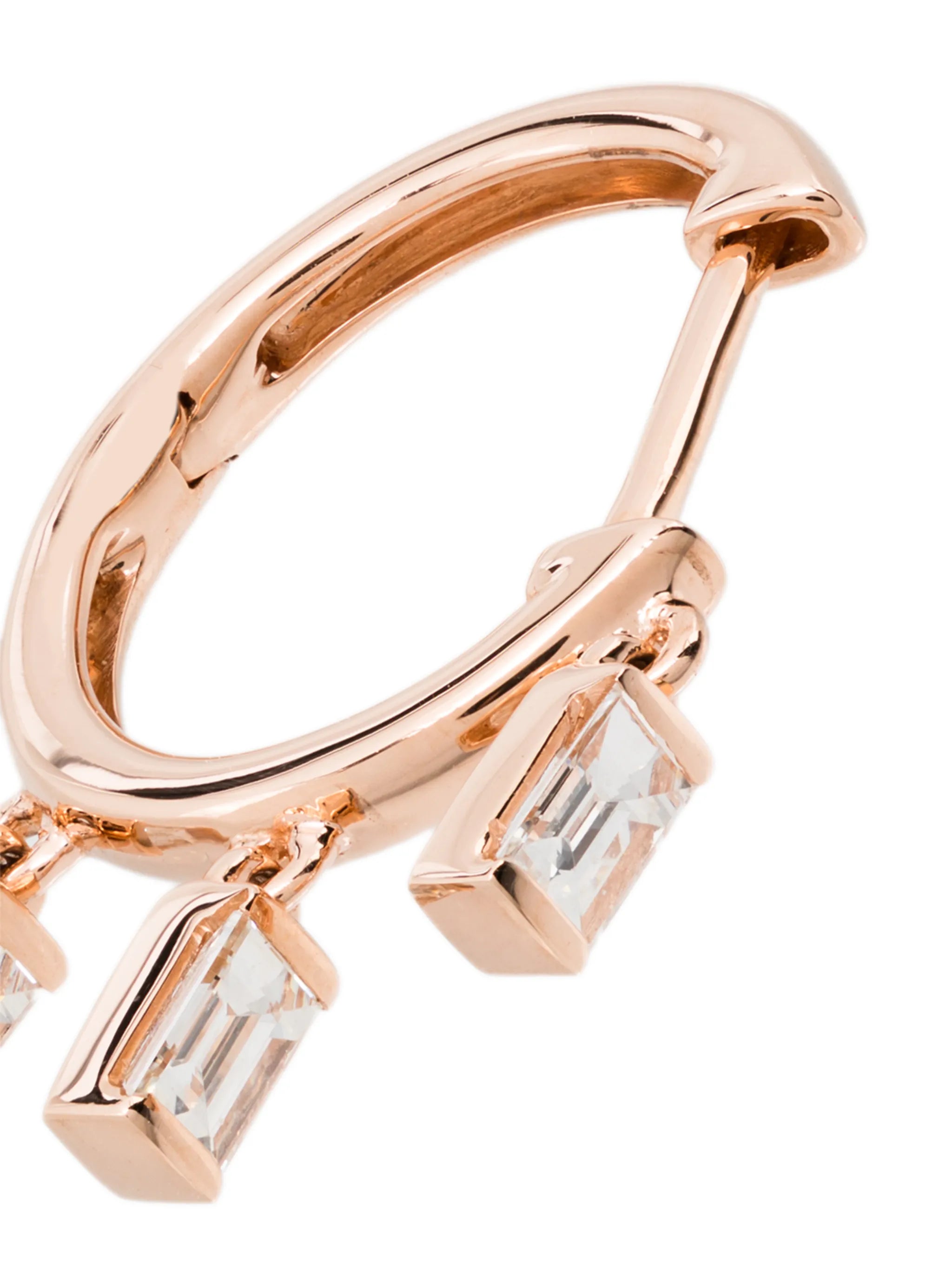 18kt rose gold baguette diamond hoop earrings