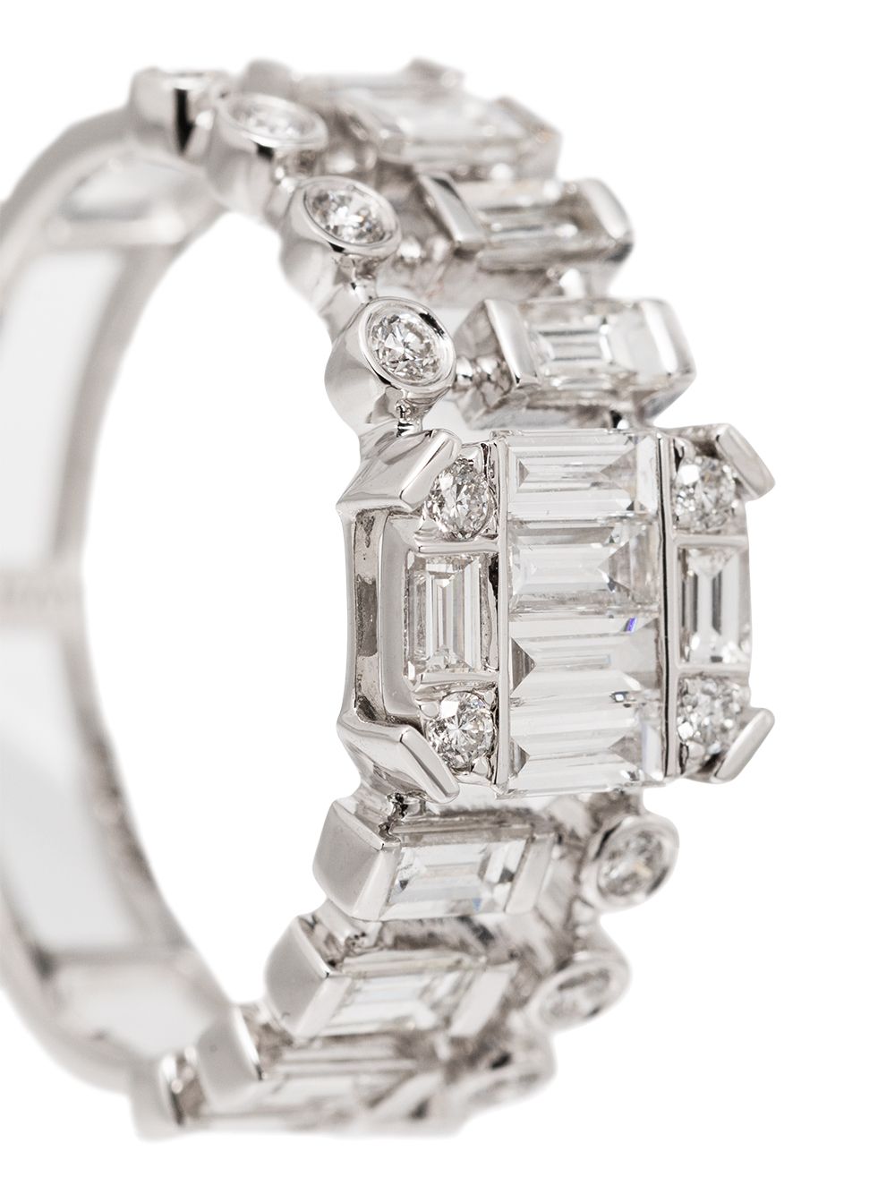 18K gold illusion dot dash diamond ring