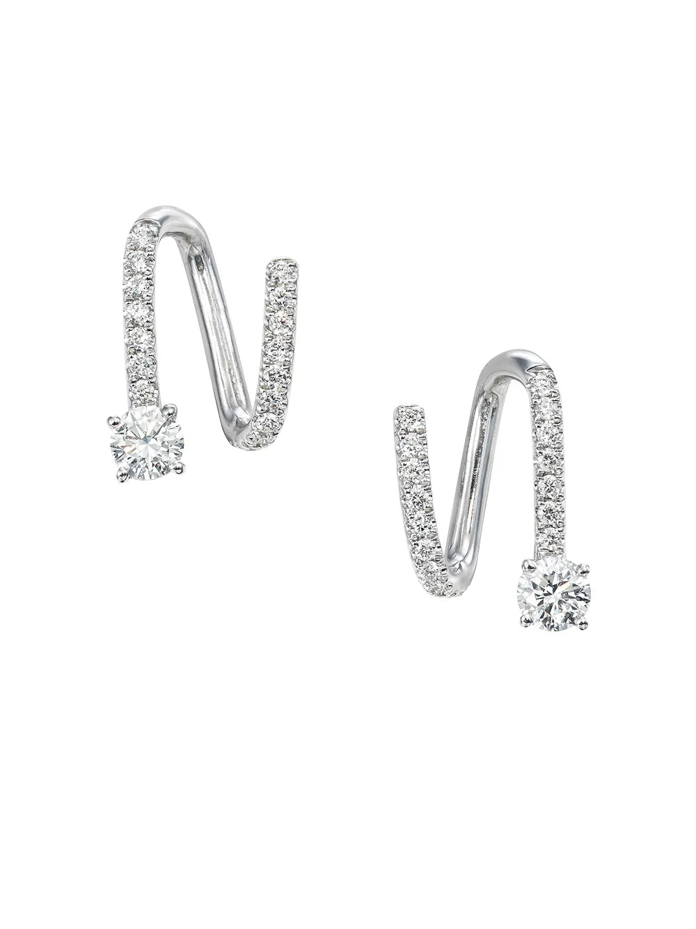 18kt white gold diamond spiral earrings