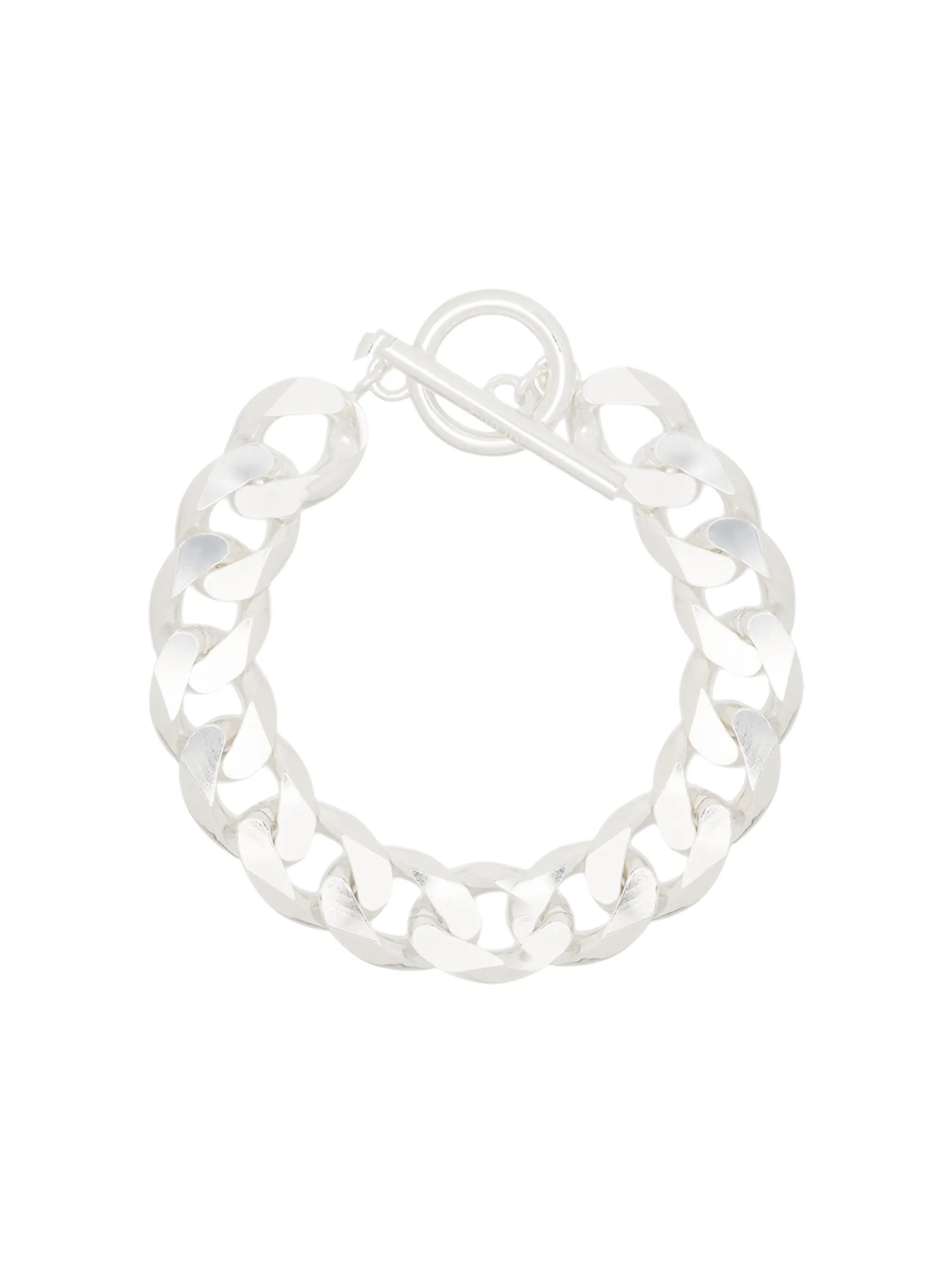 Moto polished sterling silver bracelet