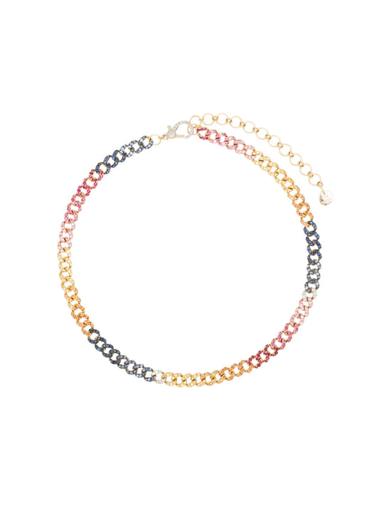 18kt yellow gold Rainbow crystal link chain choker