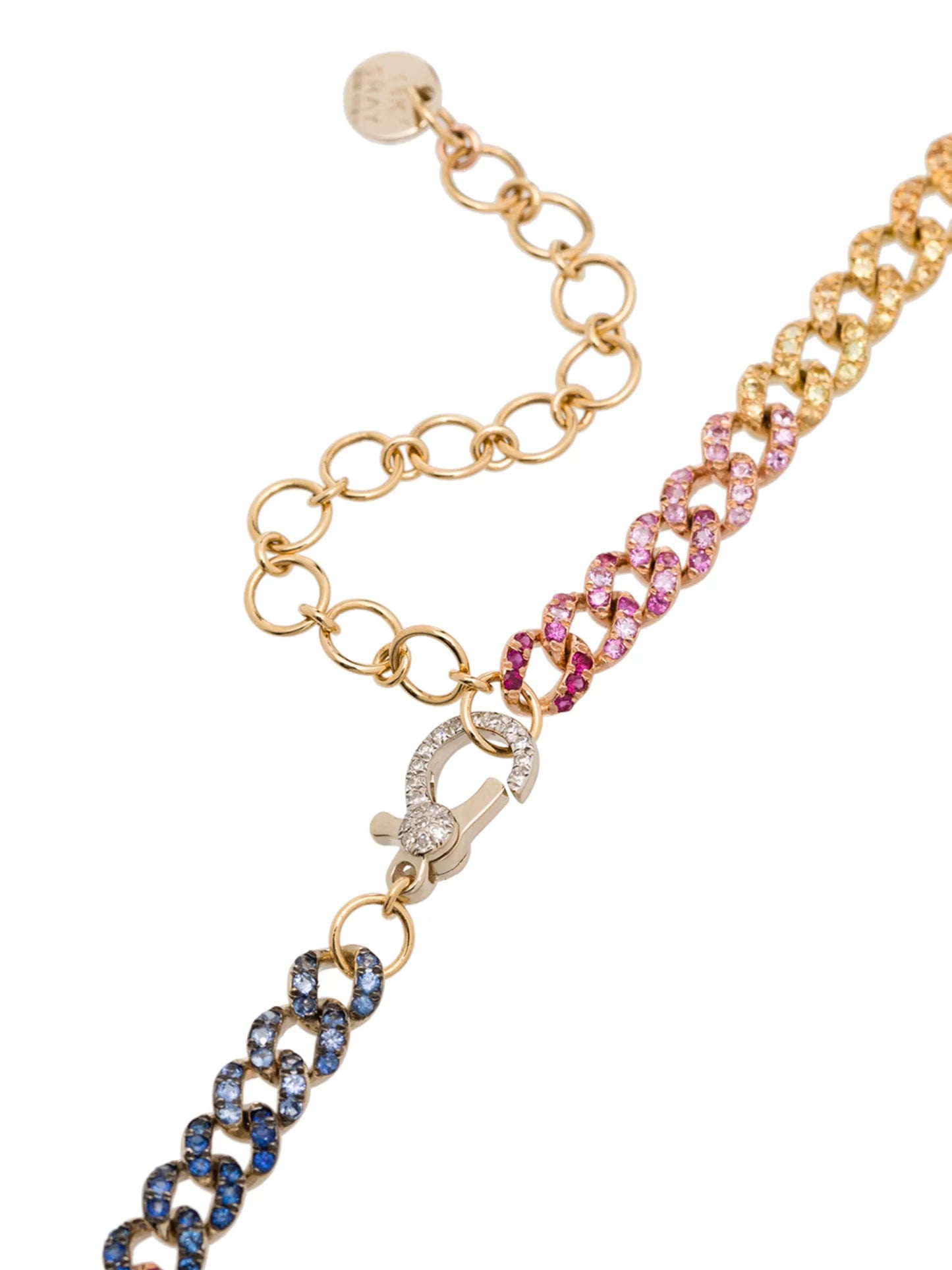 18kt yellow gold Rainbow crystal link chain choker