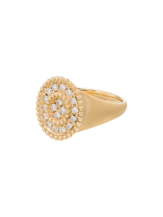 18kt yellow gold pavé diamond signet ring