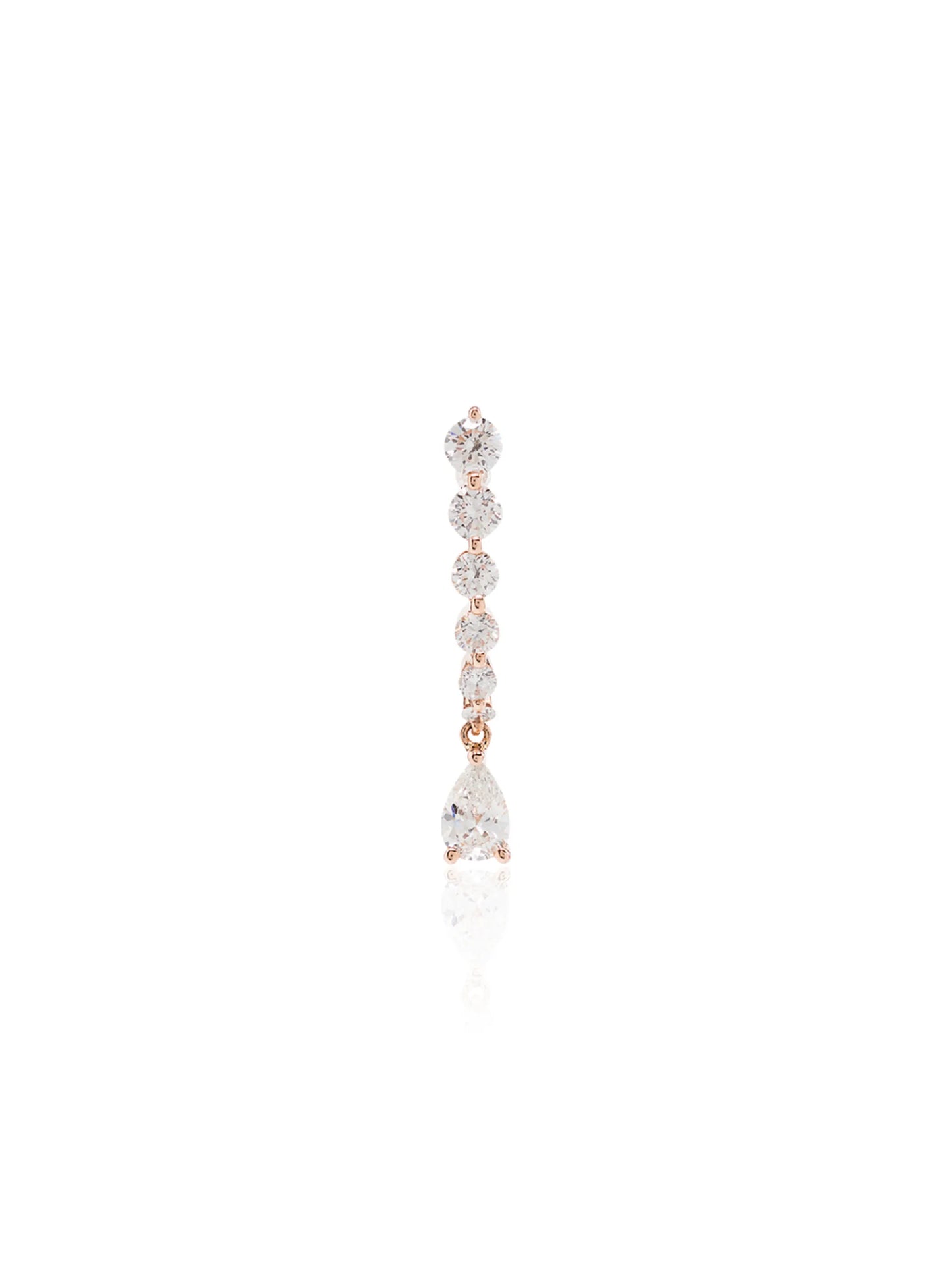 18kt rose gold pear-cut diamond drop earring