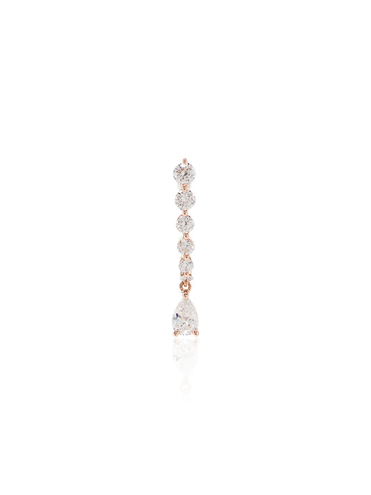 18kt rose gold pear-cut diamond drop earring