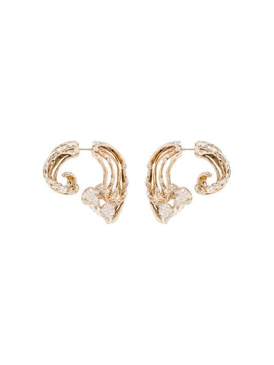 18kt yellow gold wave diamond earrings
