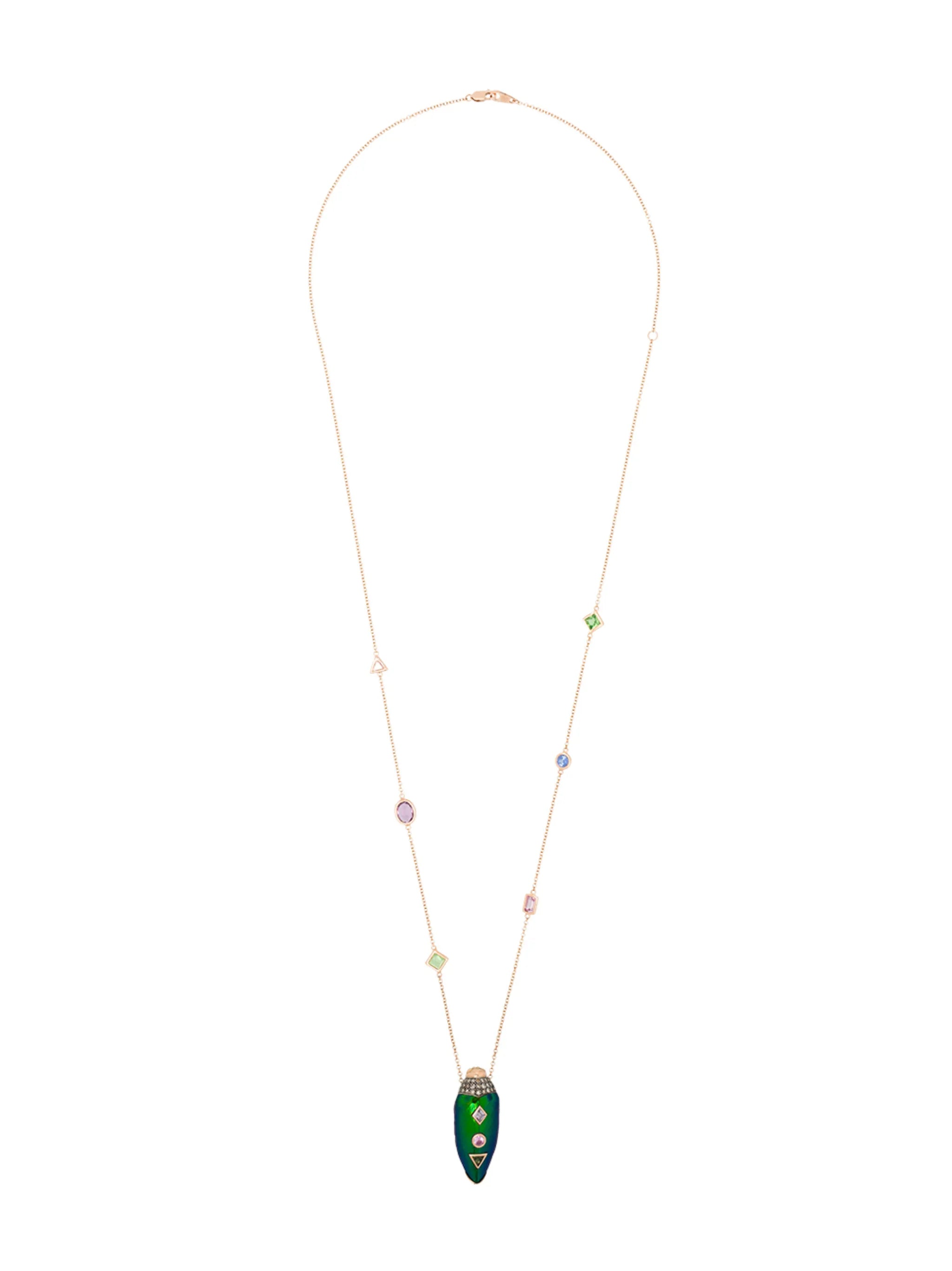 18kt gold scarab pendant necklace