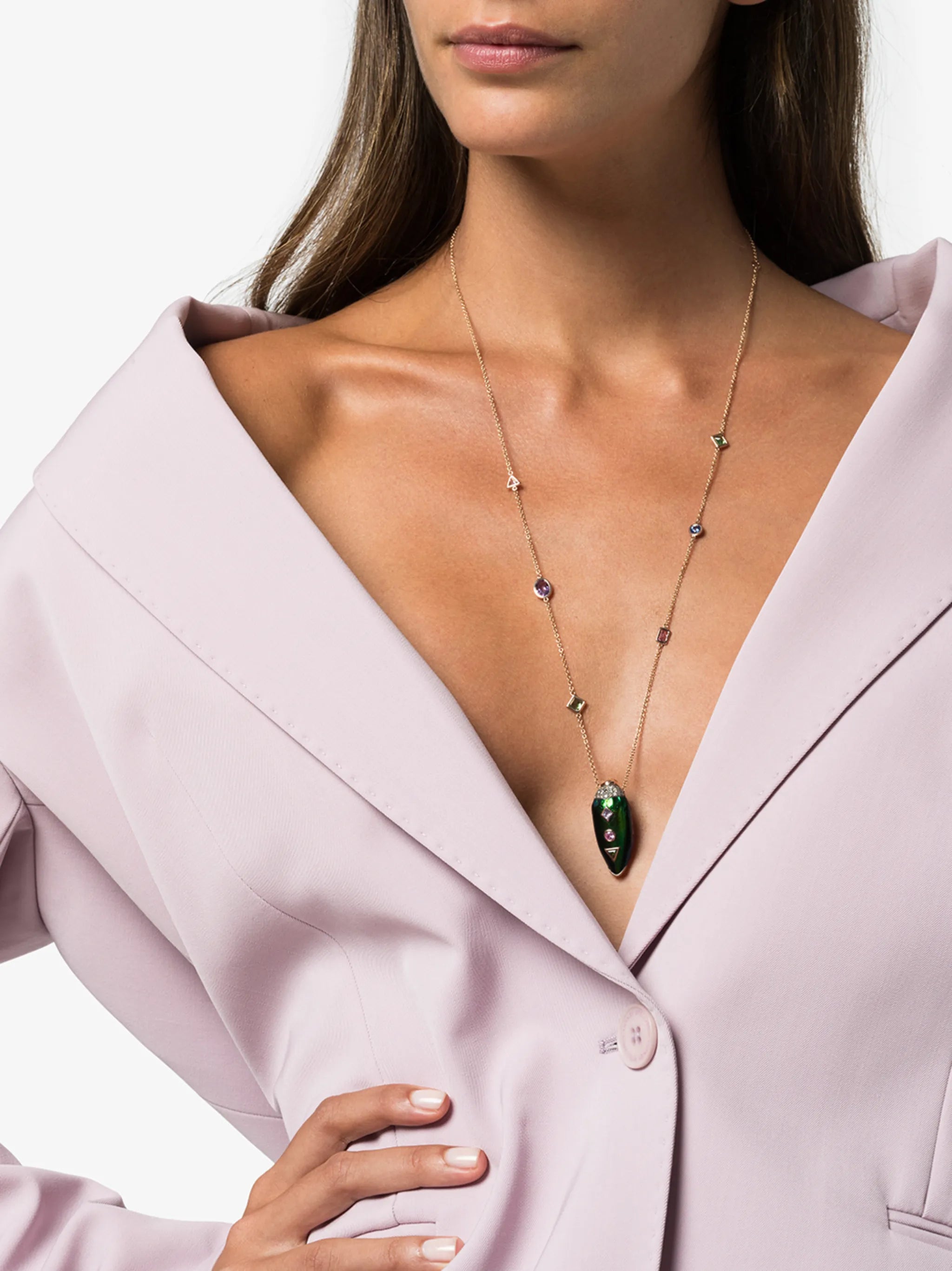 18kt gold scarab pendant necklace