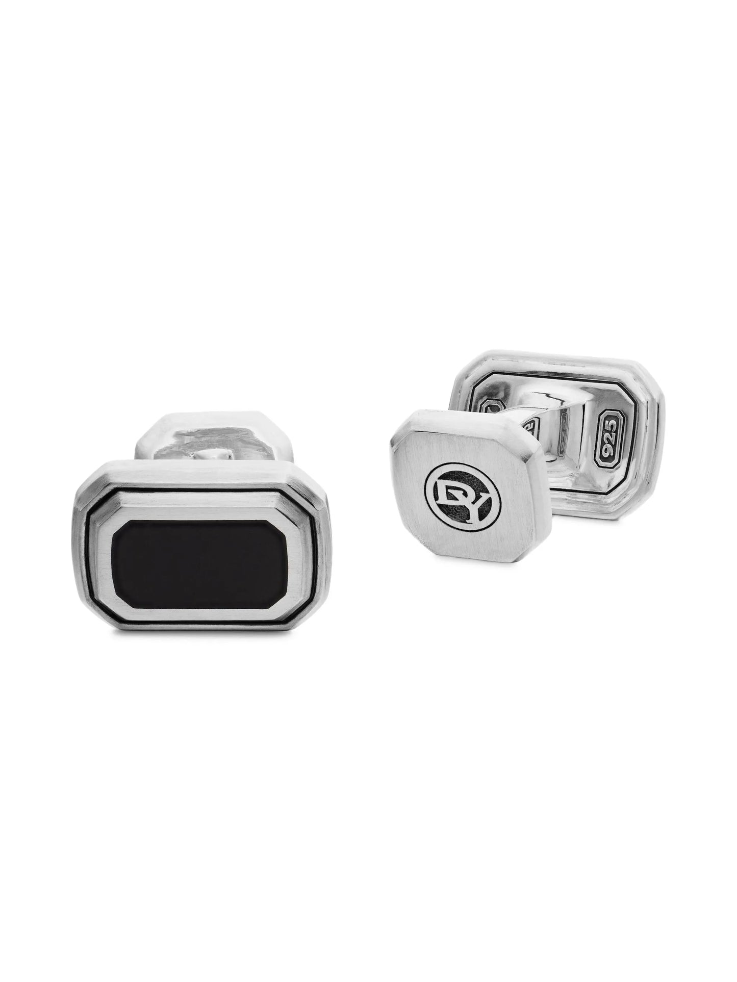 sterling silver Deco onyx cufflinks (17mm)